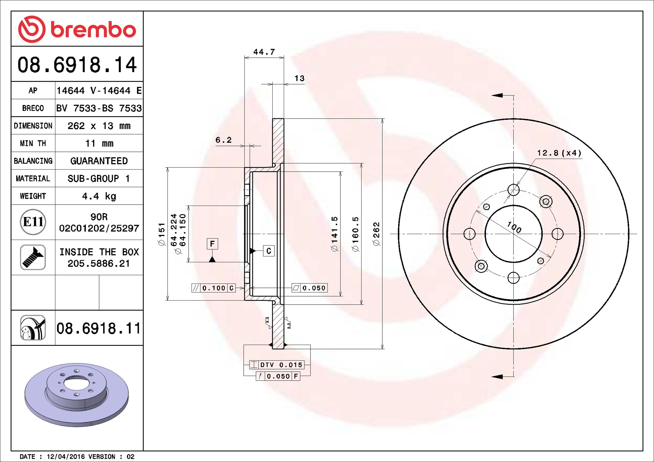 Discofreno - 08.6918.11 BREMBO