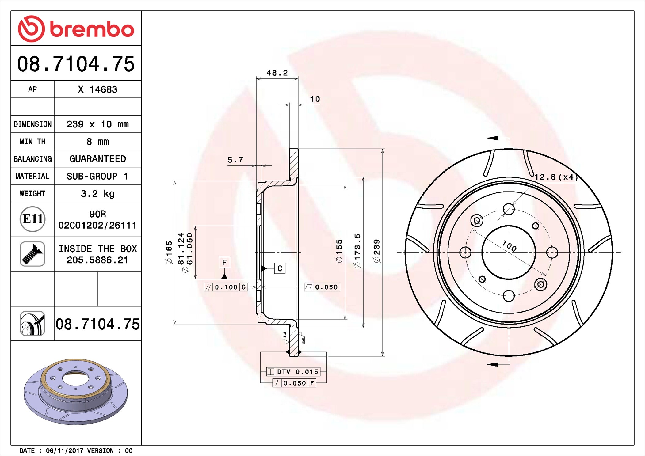 Bremsscheibe - 08.7104.75 BREMBO