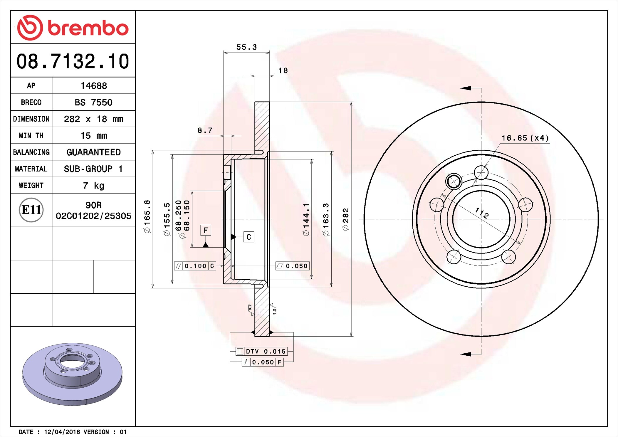 Discofreno - 08.7132.10 BREMBO