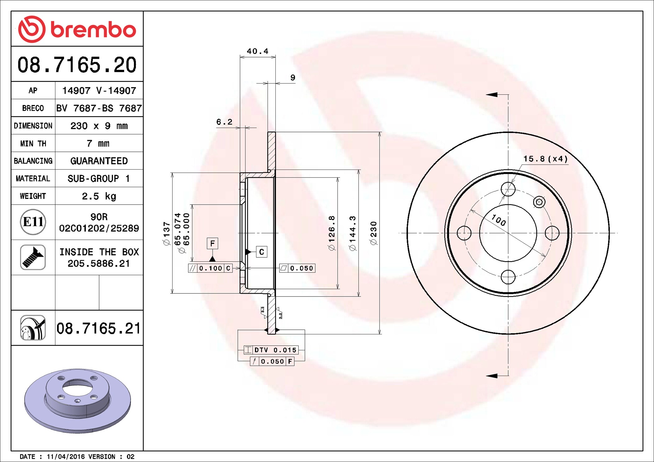 Discofreno - 08.7165.21 BREMBO