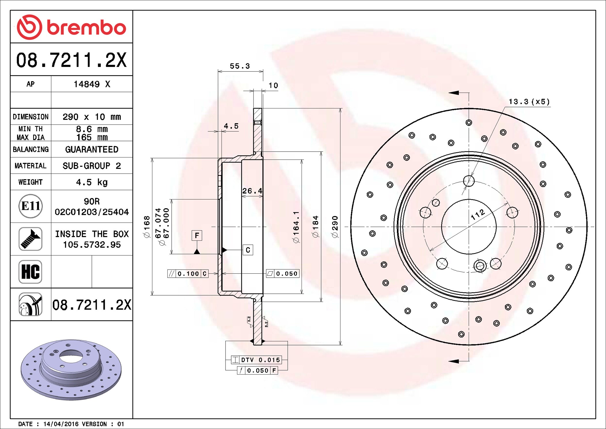 Discofreno - 08.7211.2X BREMBO