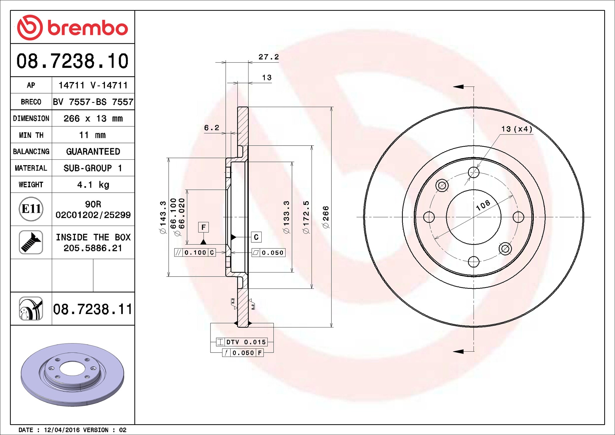 Discofreno - 08.7238.11 BREMBO