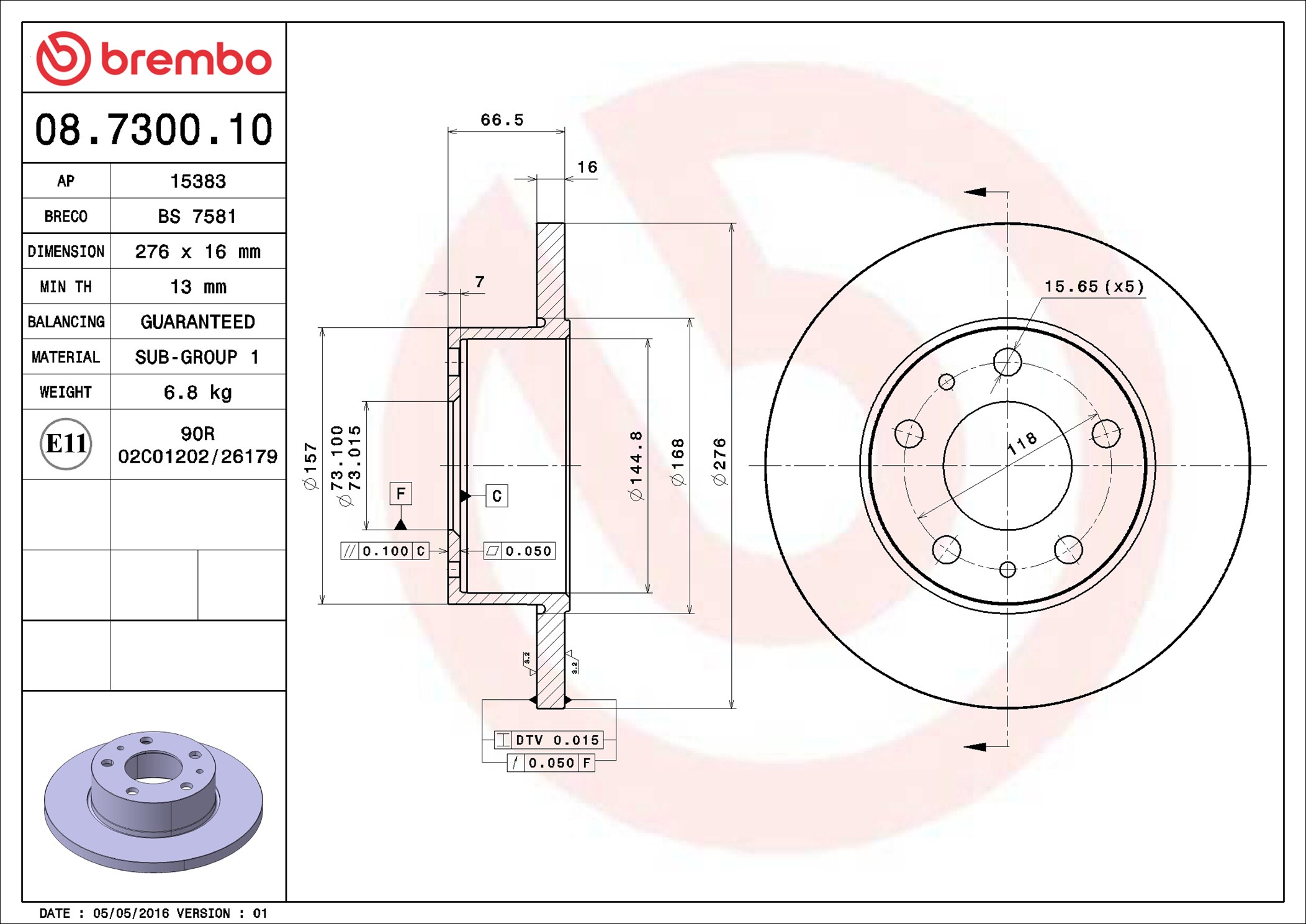 Discofreno - 08.7300.10 BREMBO