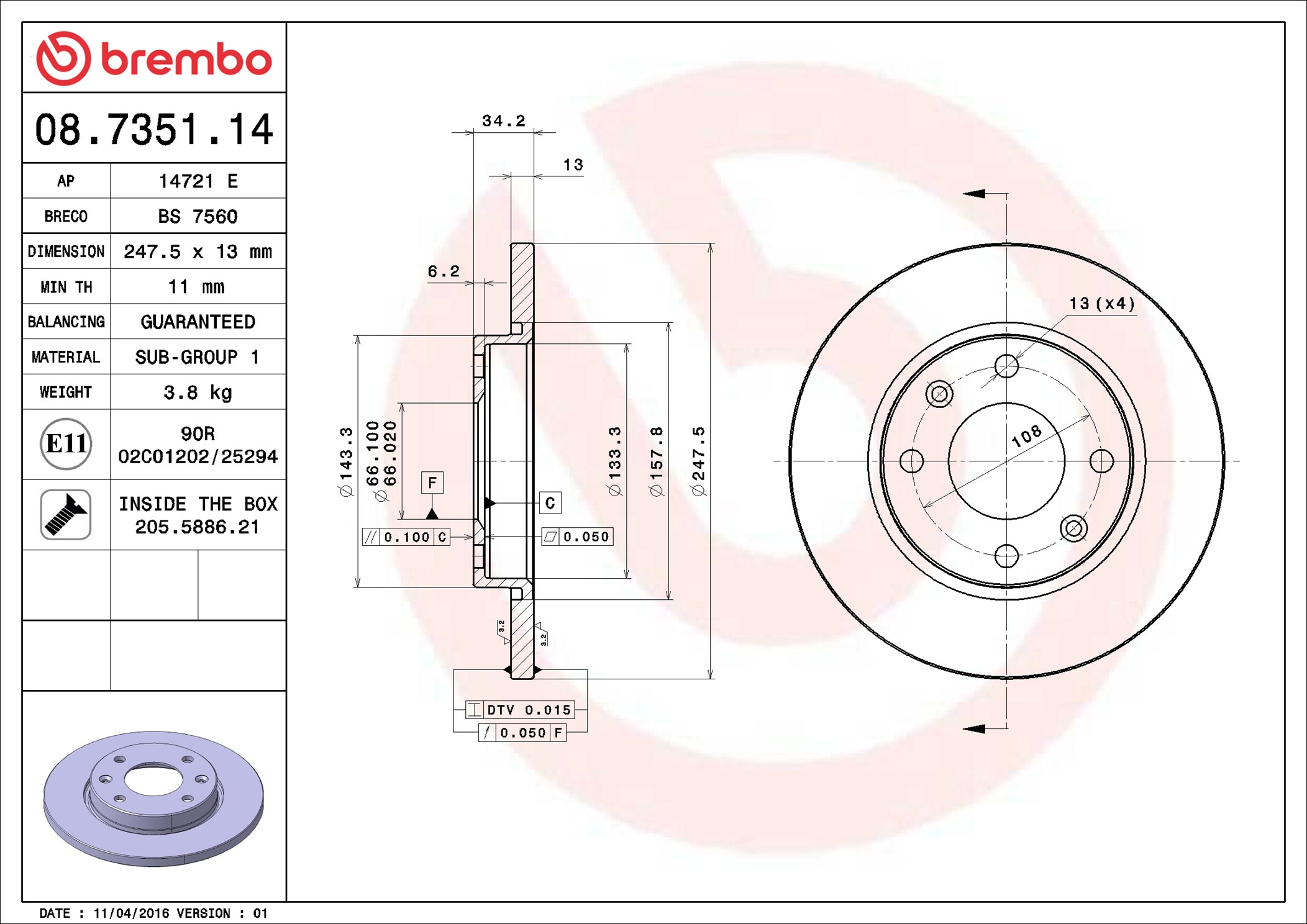 Discofreno - 08.7351.14 BREMBO