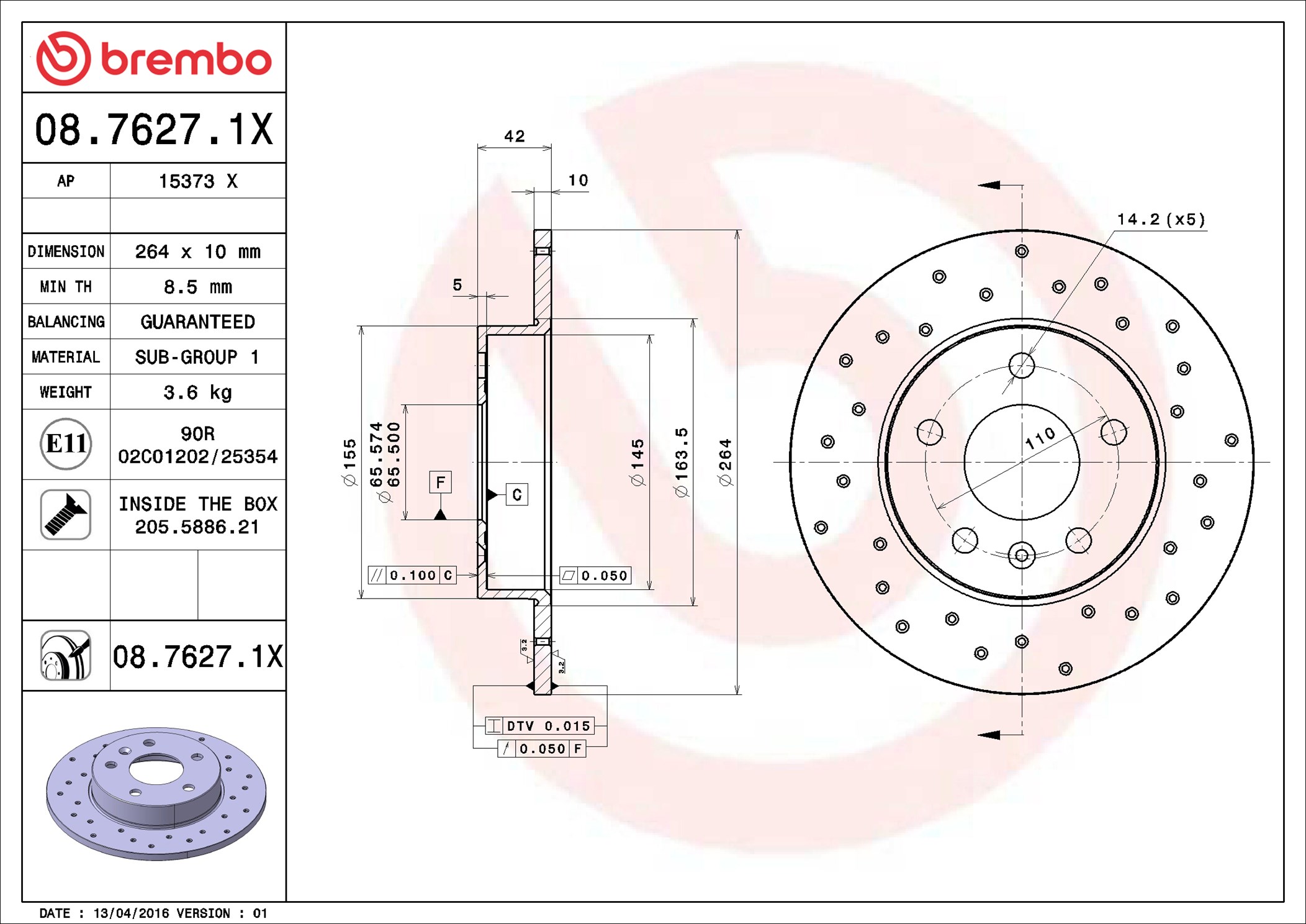 Discofreno - 08.7627.1X BREMBO