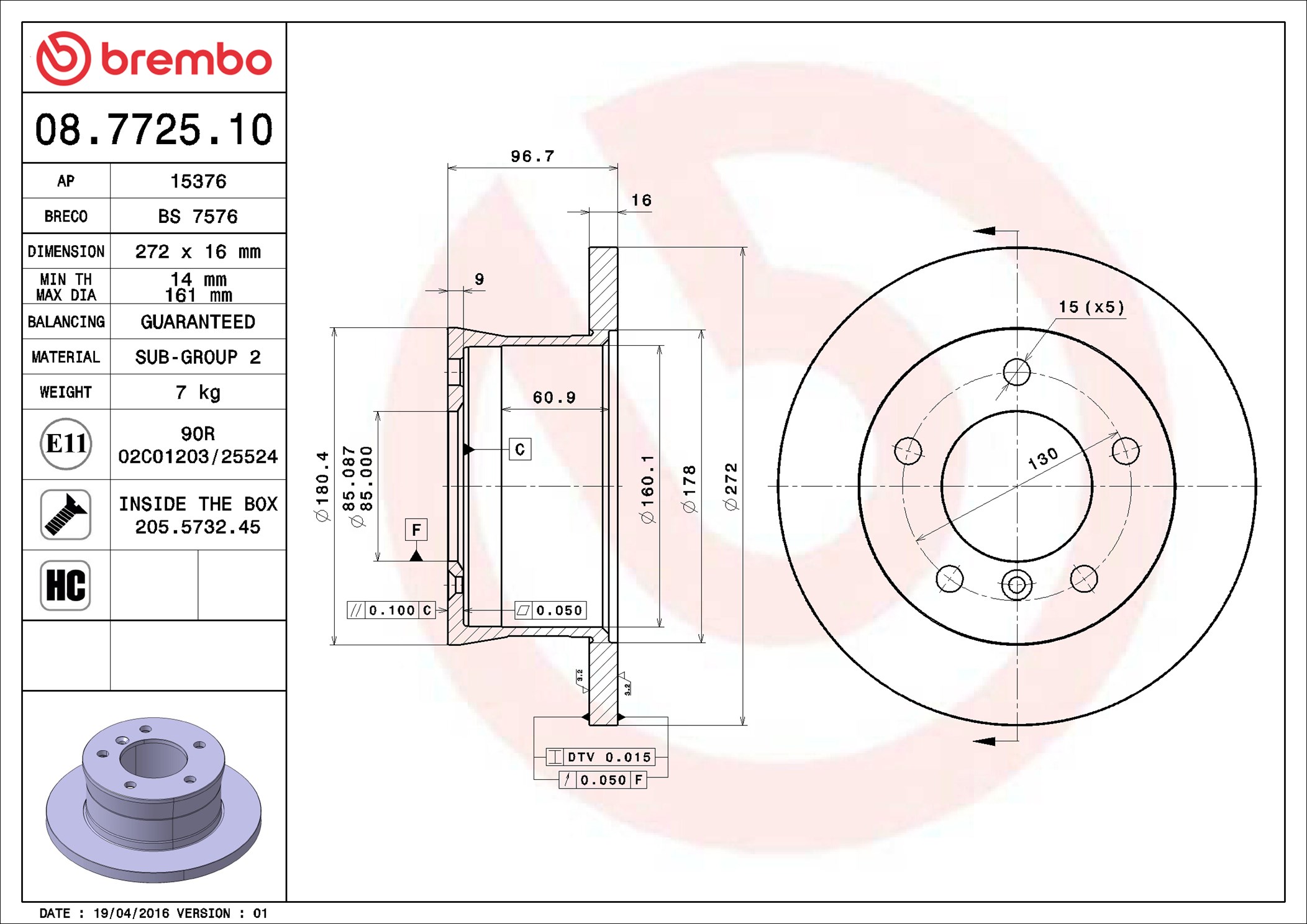 Discofreno - 08.7725.10 BREMBO