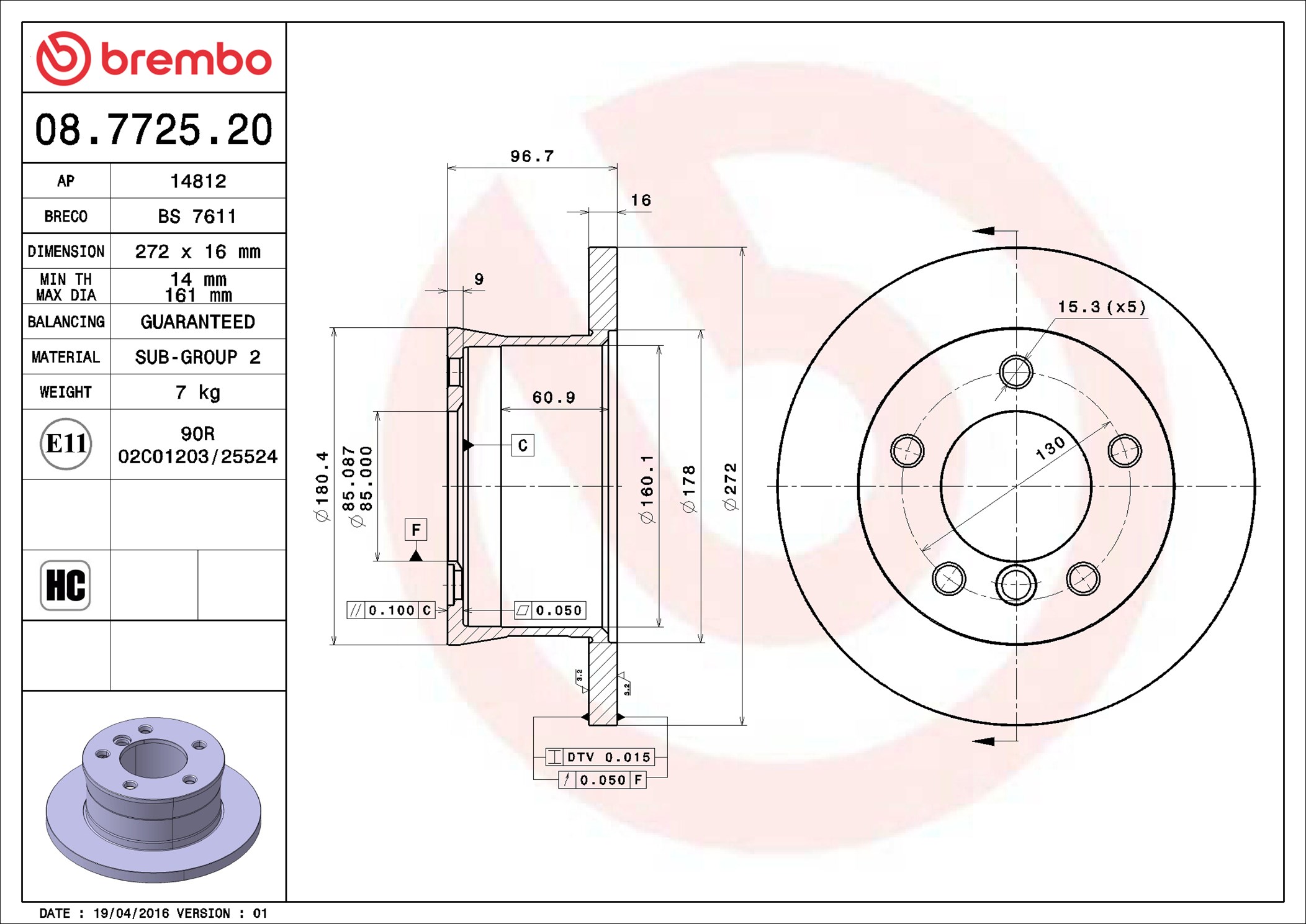 Discofreno - 08.7725.20 BREMBO