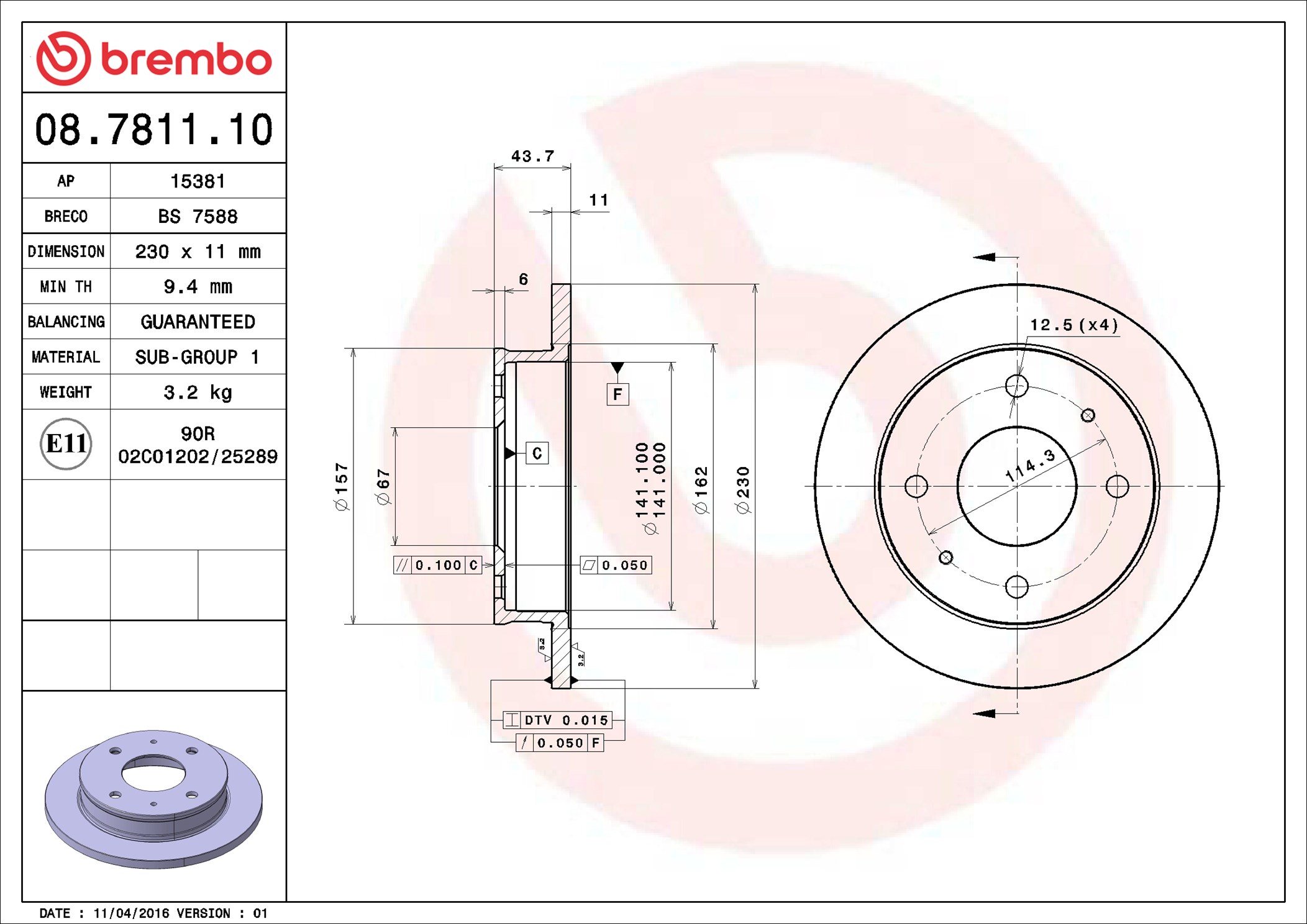 Brake Disc - 08.7811.10 BREMBO