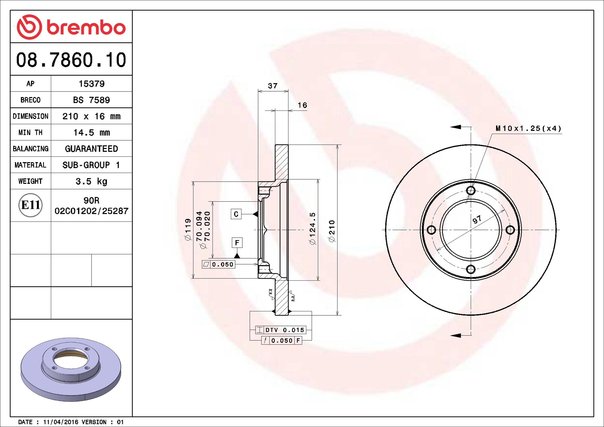 Brake Disc - 08.7860.10 BREMBO
