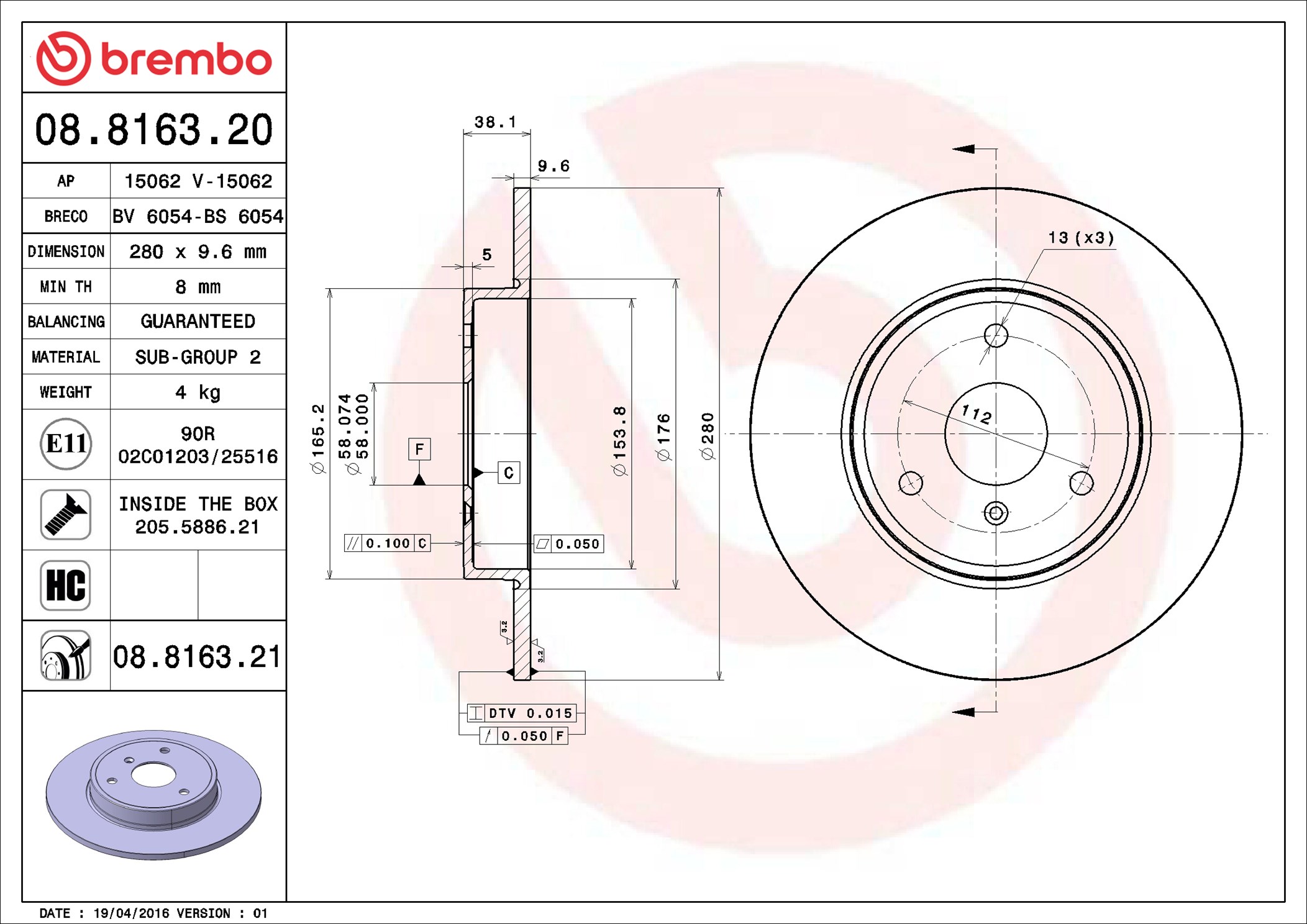 Discofreno - 08.8163.21 BREMBO