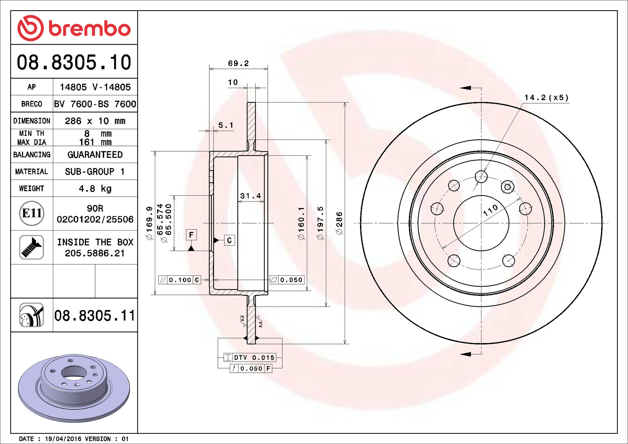 Discofreno - 08.8305.11 BREMBO