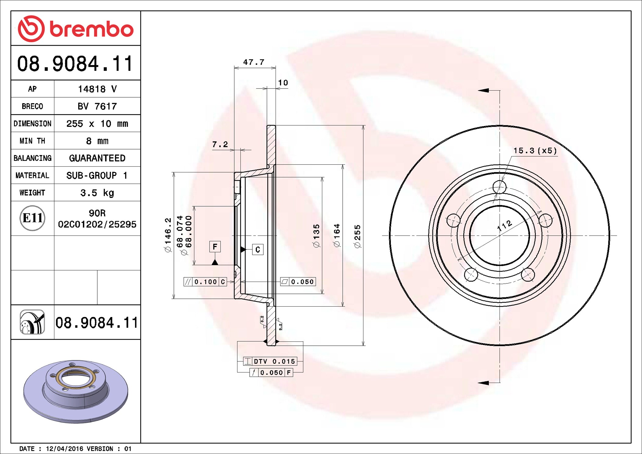 Discofreno - 08.9084.11 BREMBO
