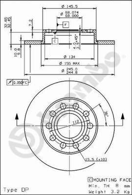 Bremsscheibe - 08.9136.11 BREMBO