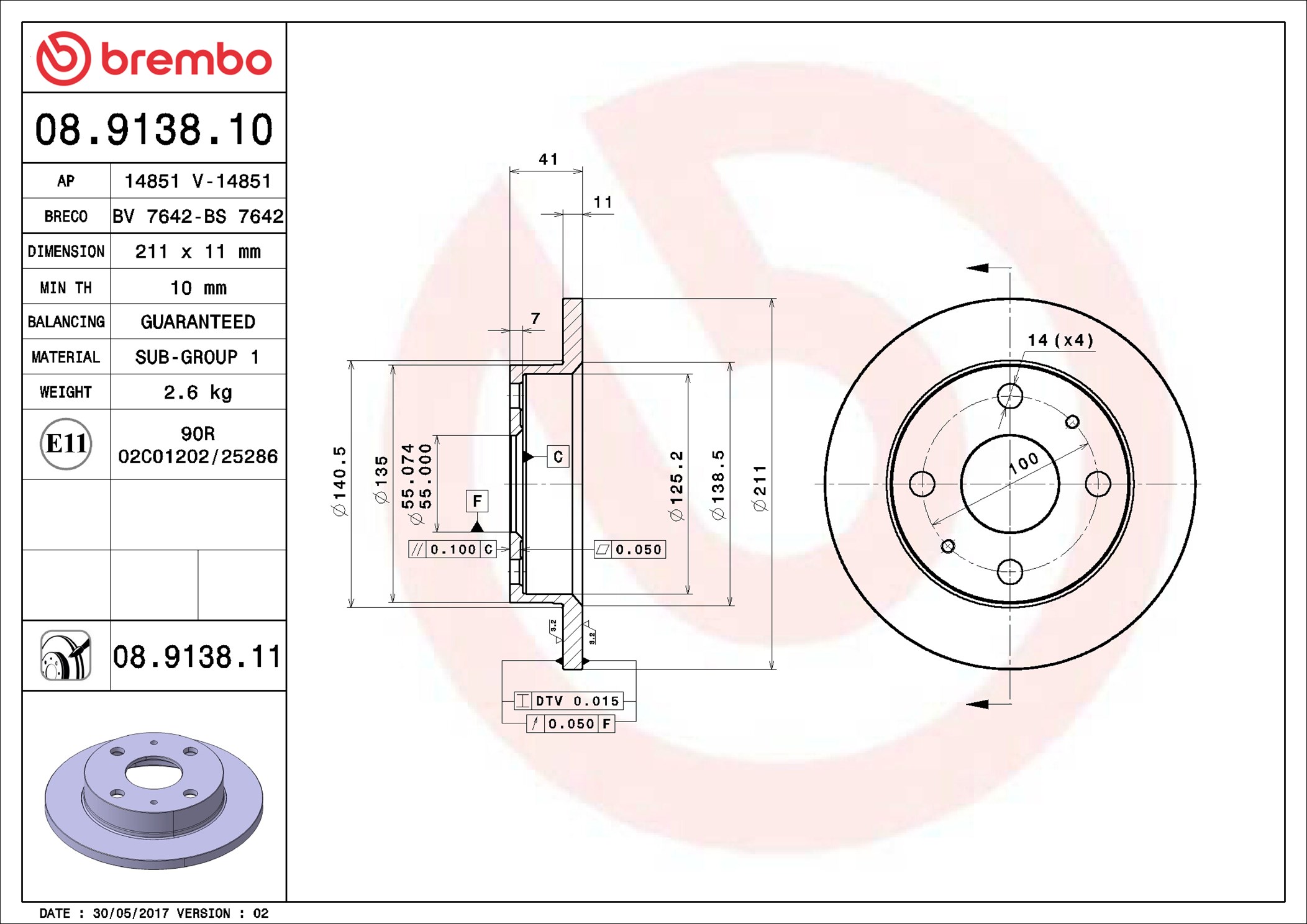 Discofreno - 08.9138.10 BREMBO