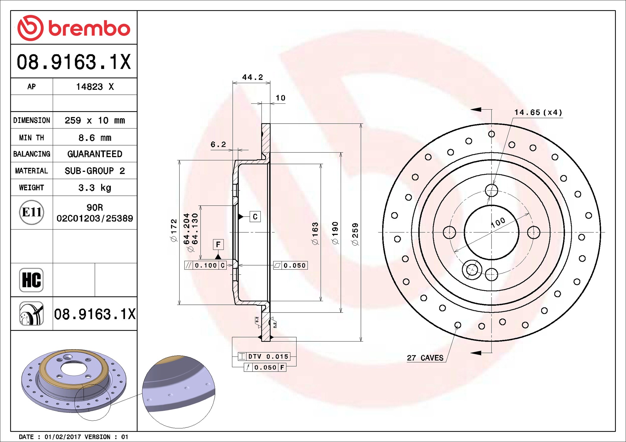 Discofreno - 08.9163.1X BREMBO