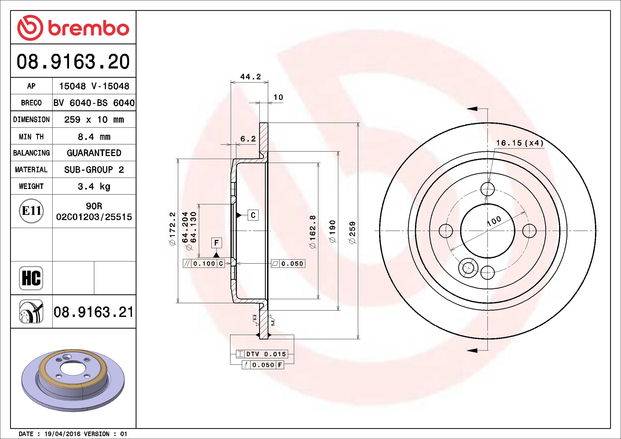 Discofreno - 08.9163.21 BREMBO