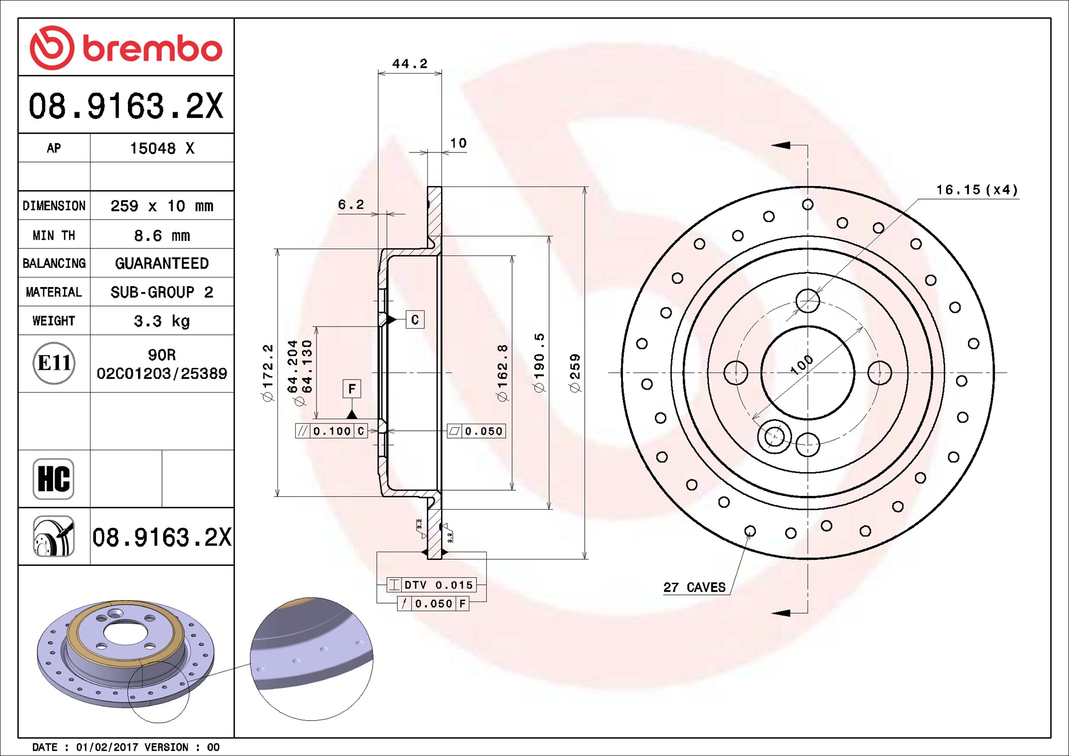 Discofreno - 08.9163.2X BREMBO