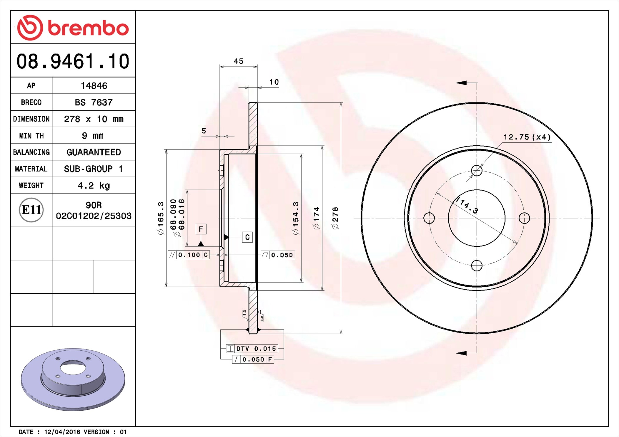 Discofreno - 08.9461.10 BREMBO