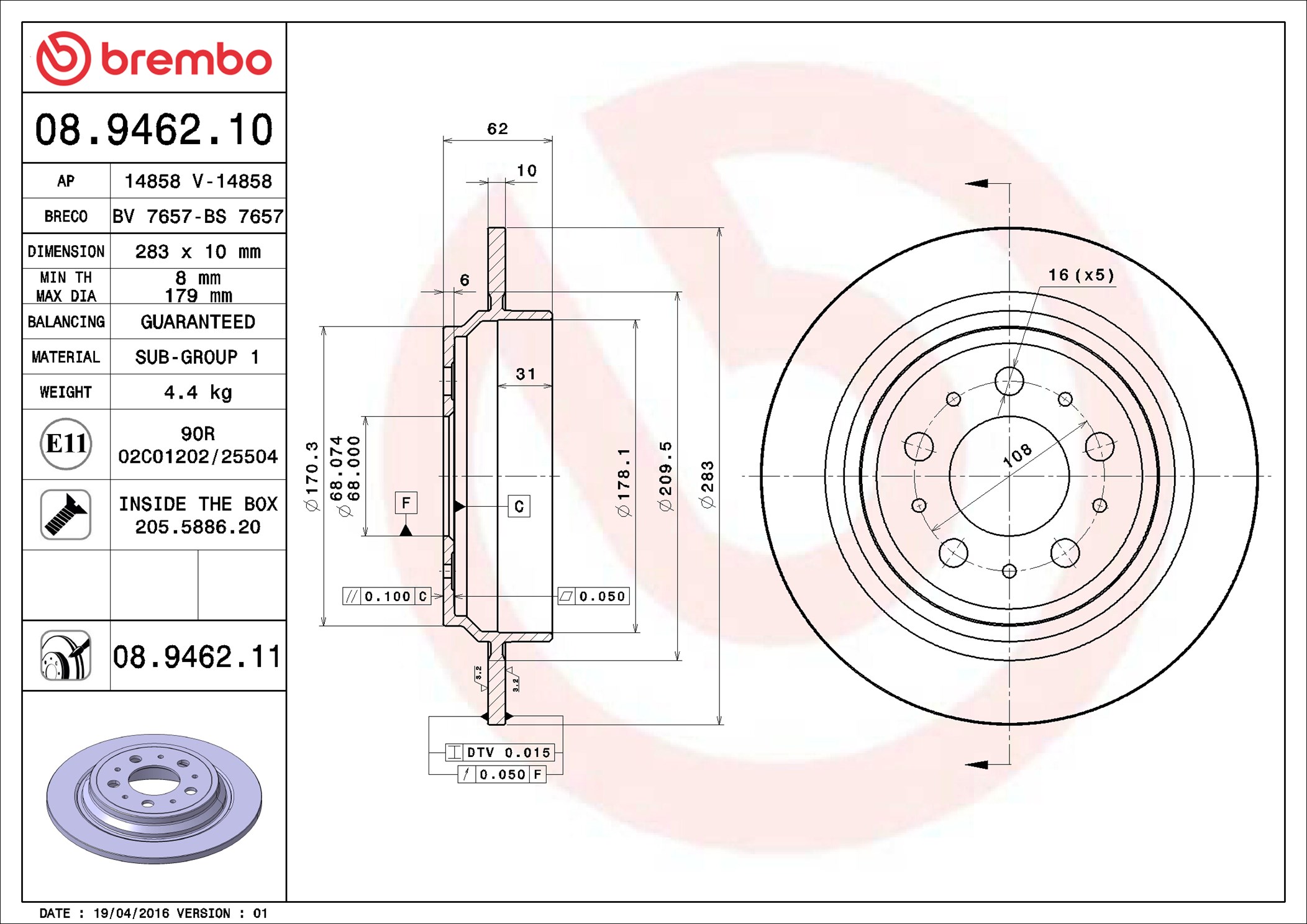 Discofreno - 08.9462.11 BREMBO