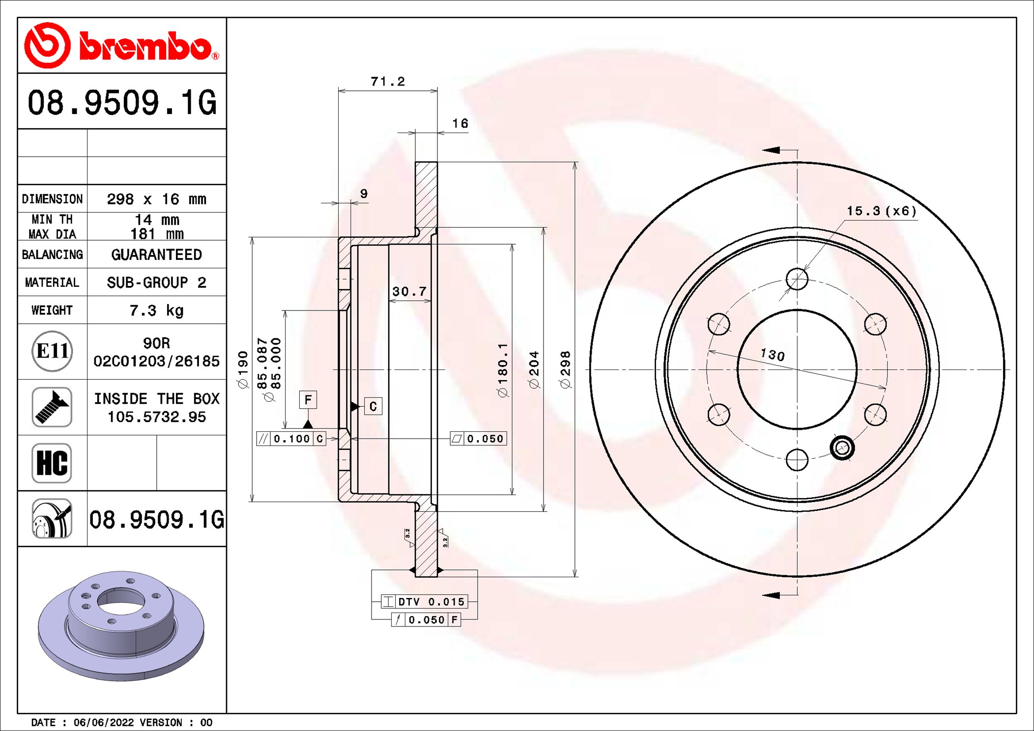 Brake Set, disc brakes - KT 10 028 BREMBO