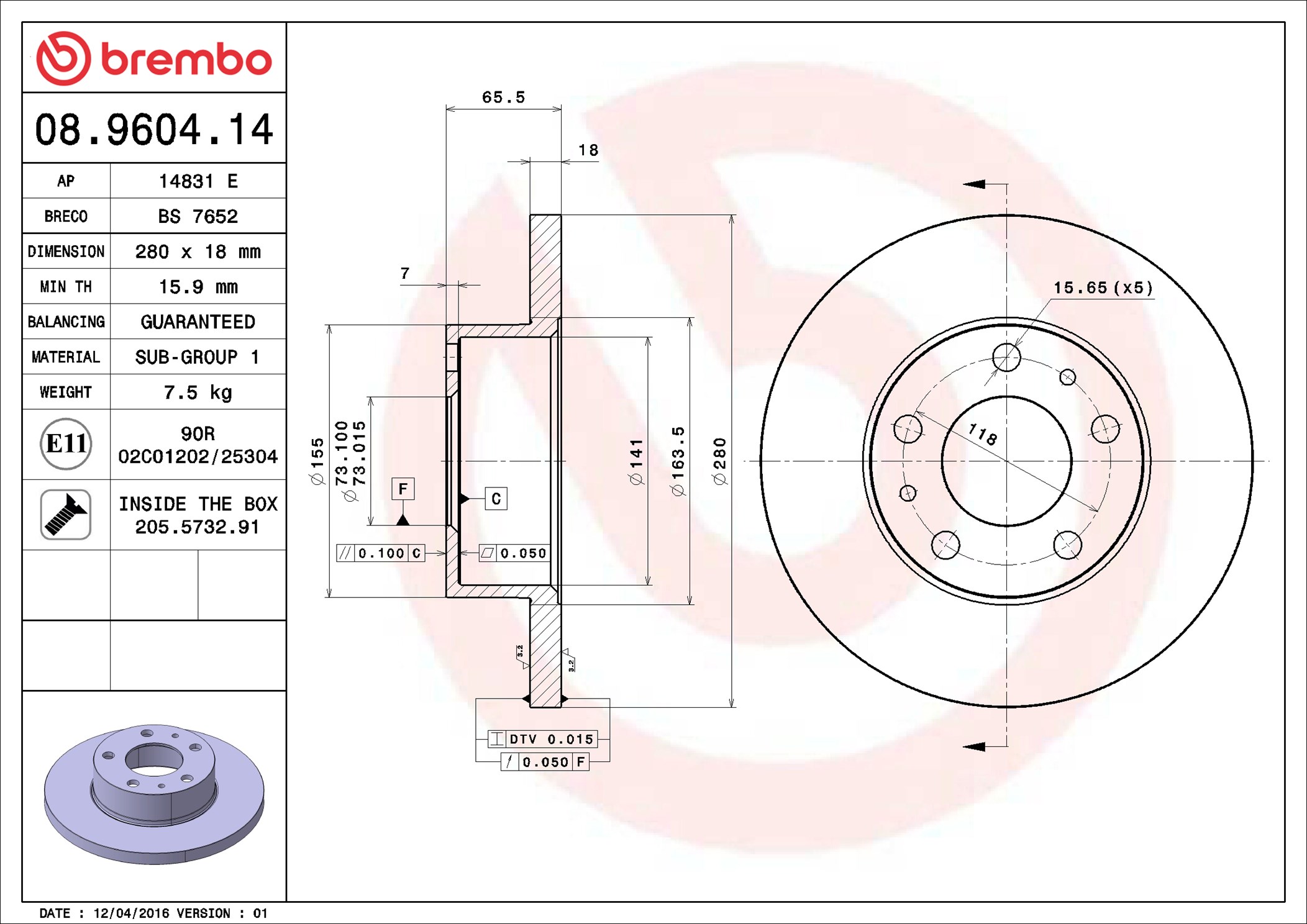 Discofreno - 08.9604.14 BREMBO