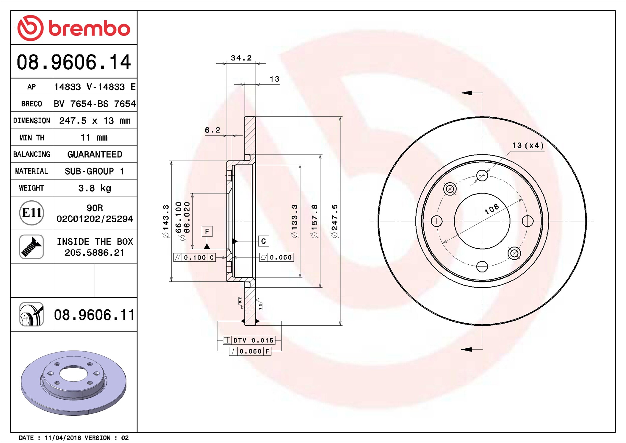 Discofreno - 08.9606.11 BREMBO