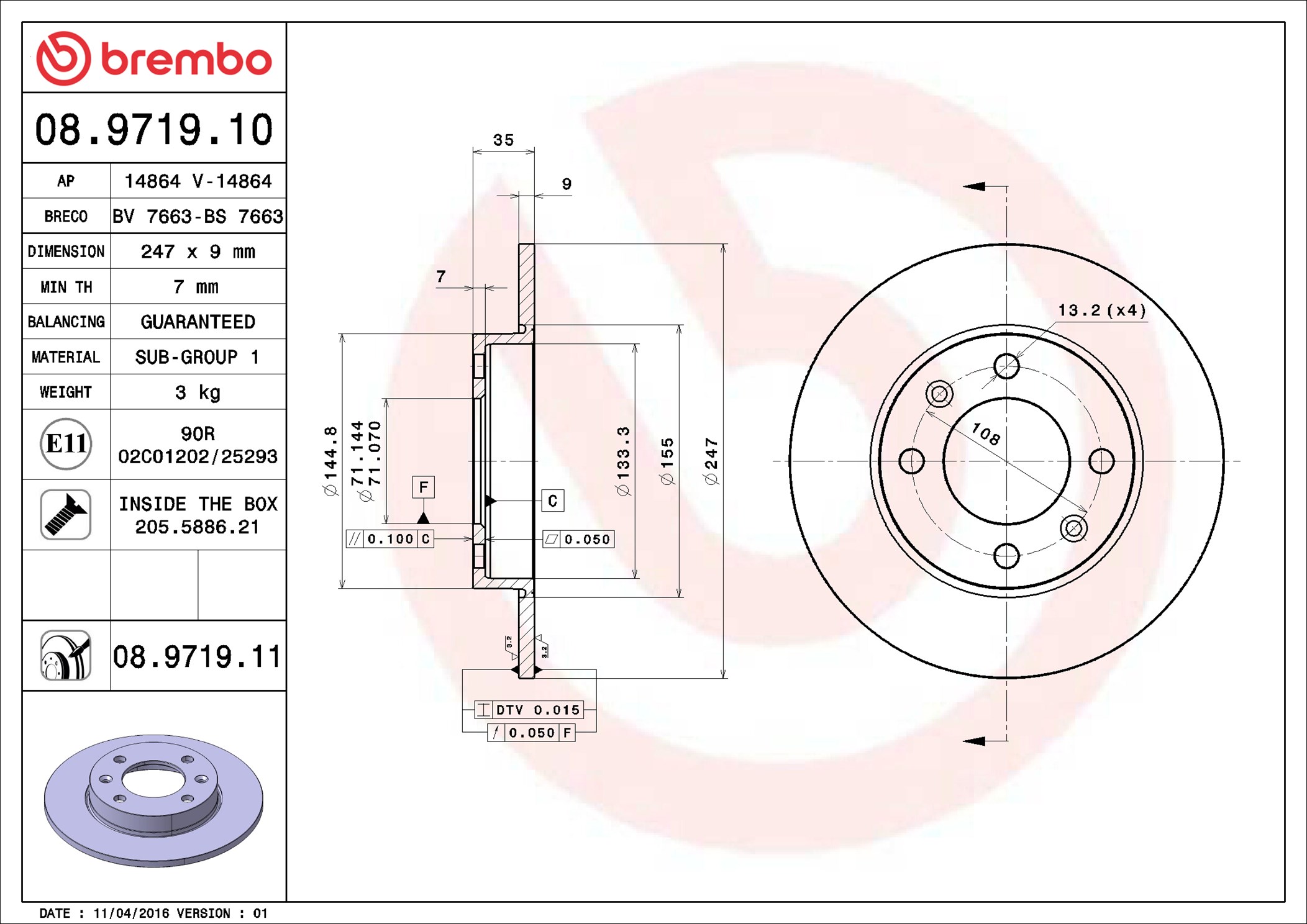 Discofreno - 08.9719.11 BREMBO