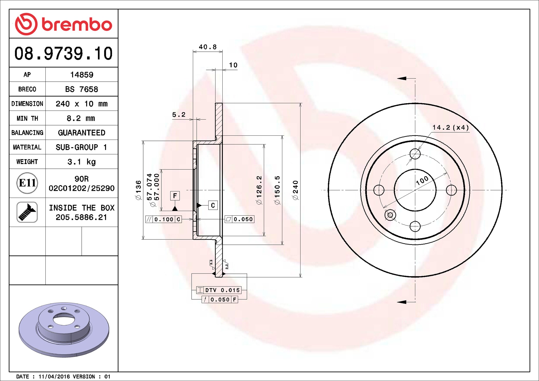 Discofreno - 08.9739.10 BREMBO