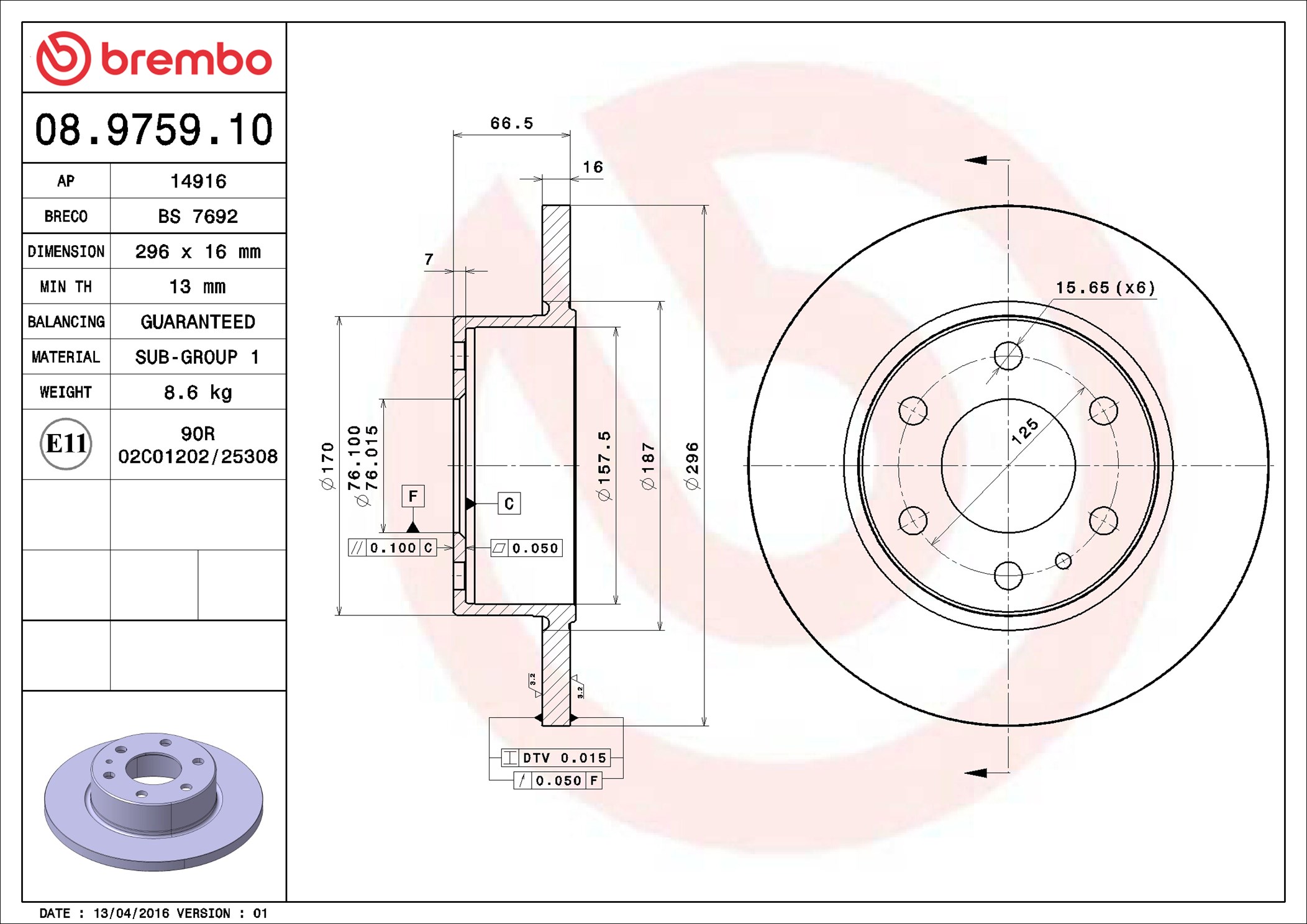 Discofreno - 08.9759.10 BREMBO