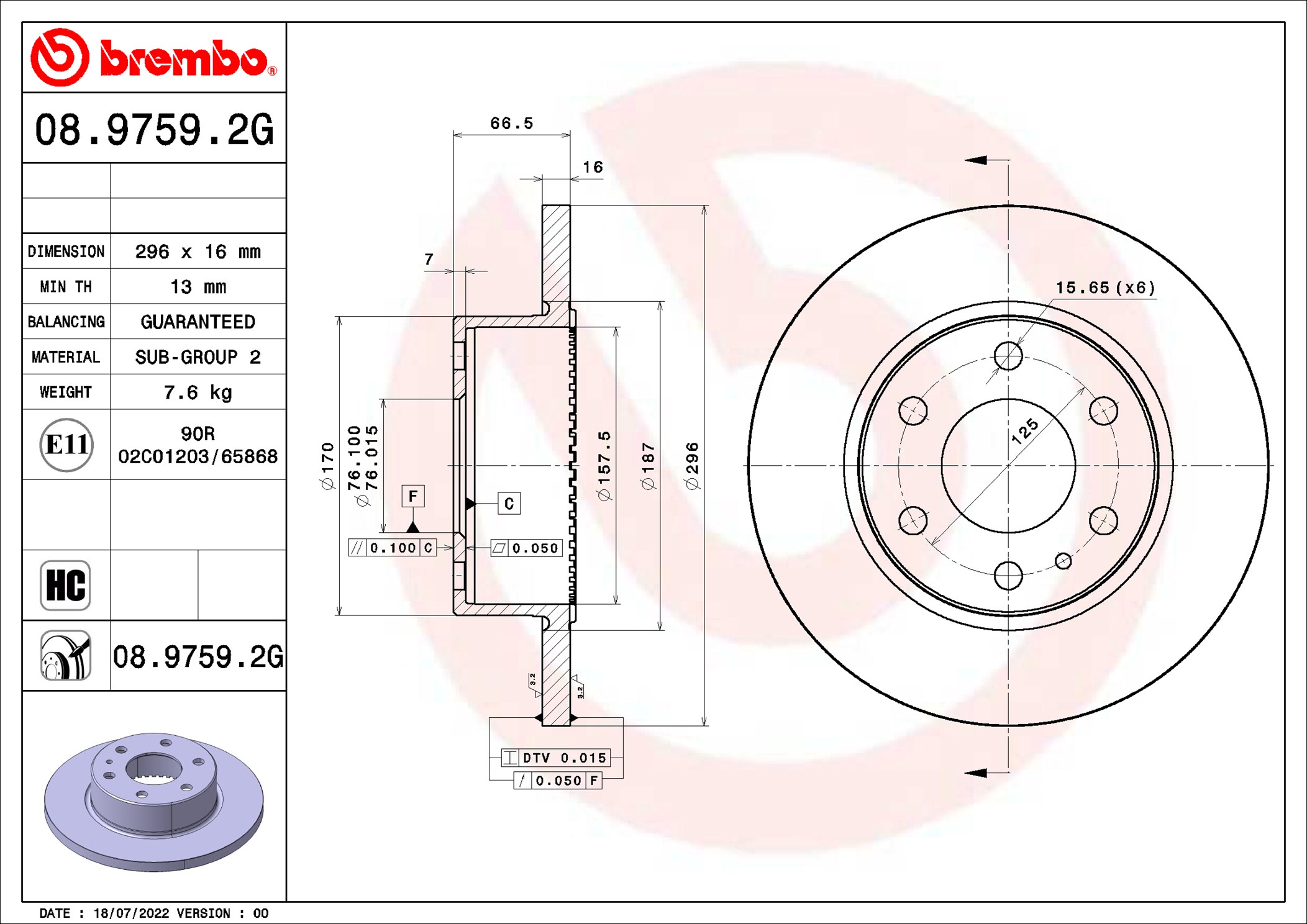 Kit freno, Freno a disco - KT 10 023 BREMBO