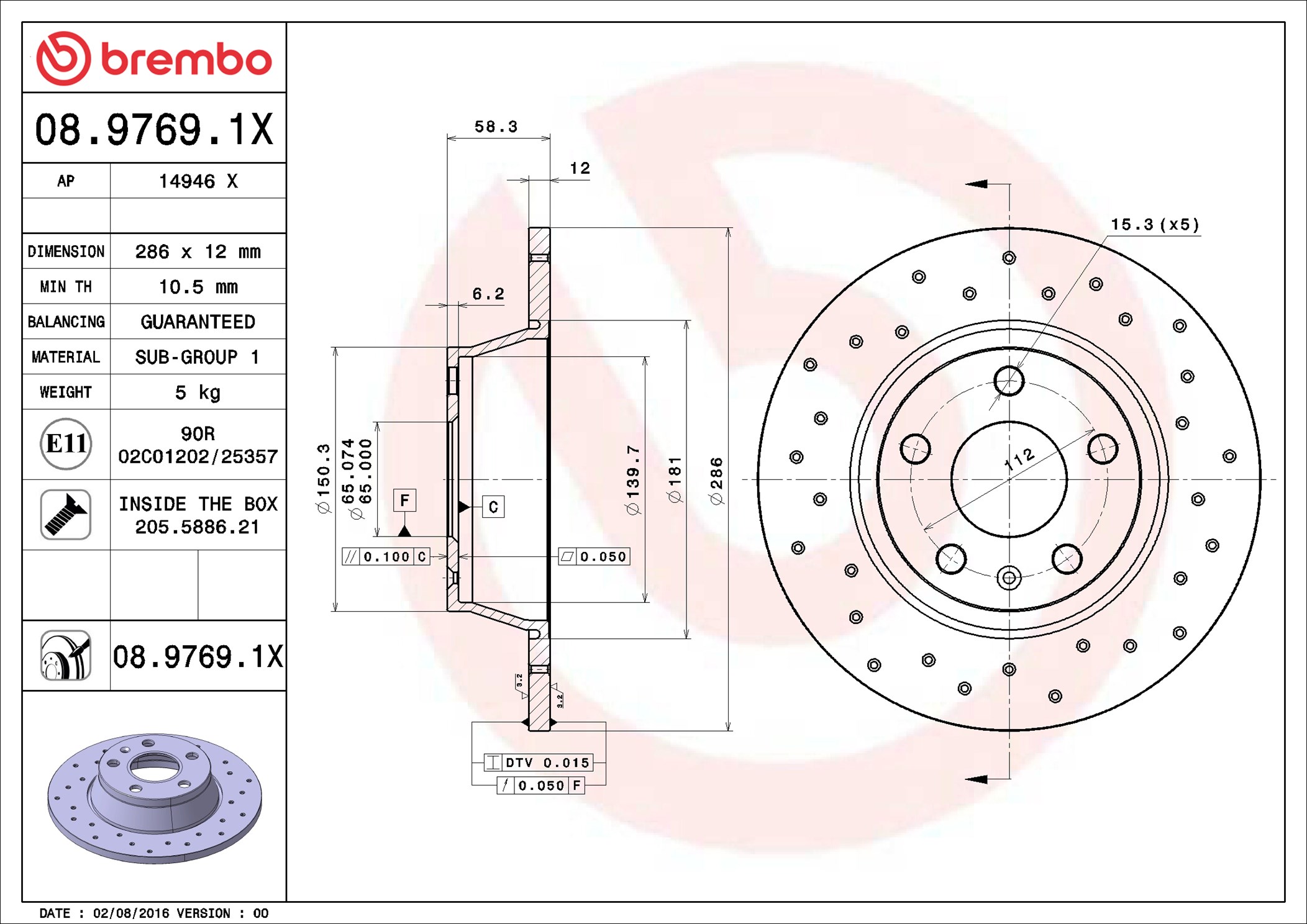 Brake Disc - 08.9769.1X BREMBO