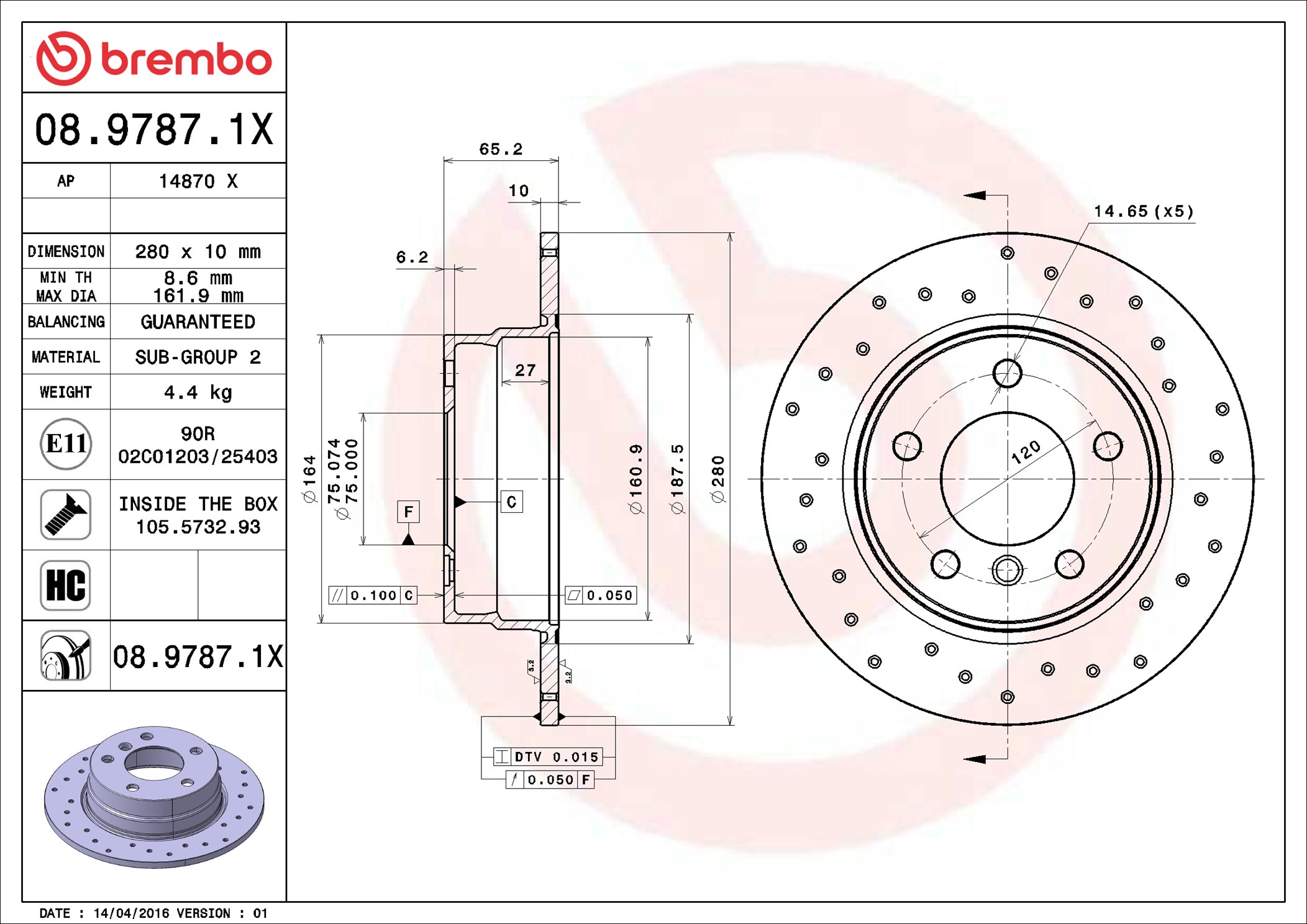 Brake Disc - 08.9787.1X BREMBO