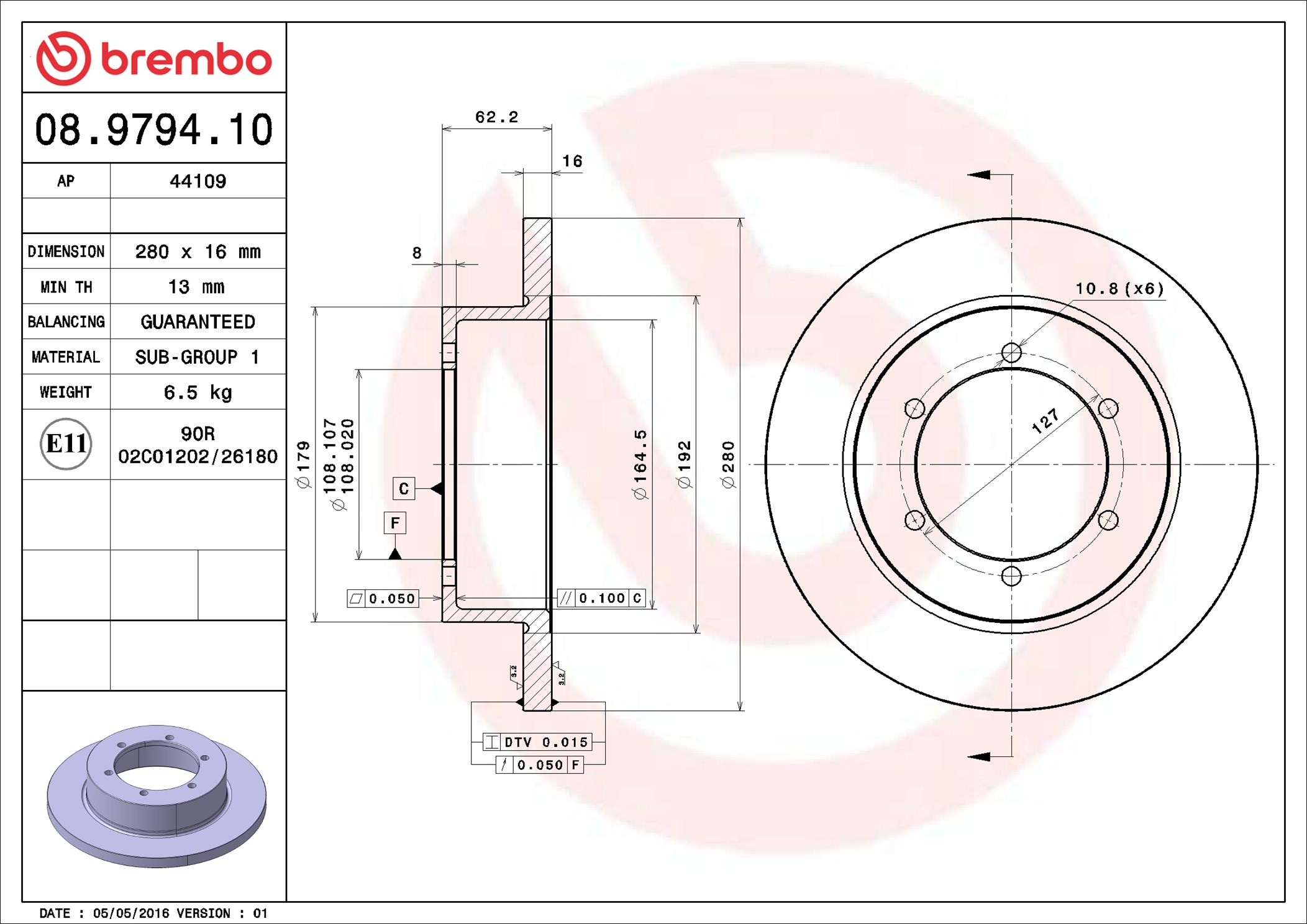 Brake Disc - 08.9794.10 BREMBO