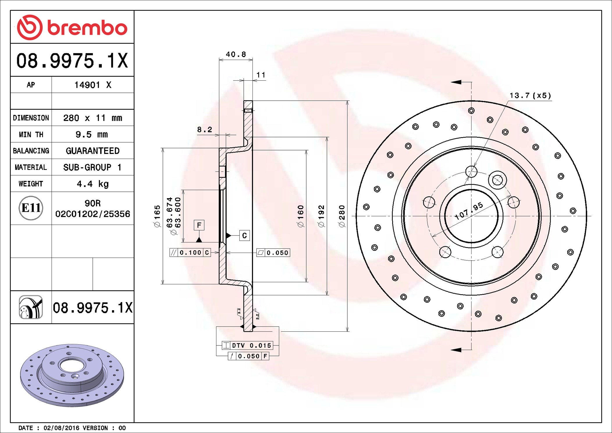 Brake Disc - 08.9975.1X BREMBO