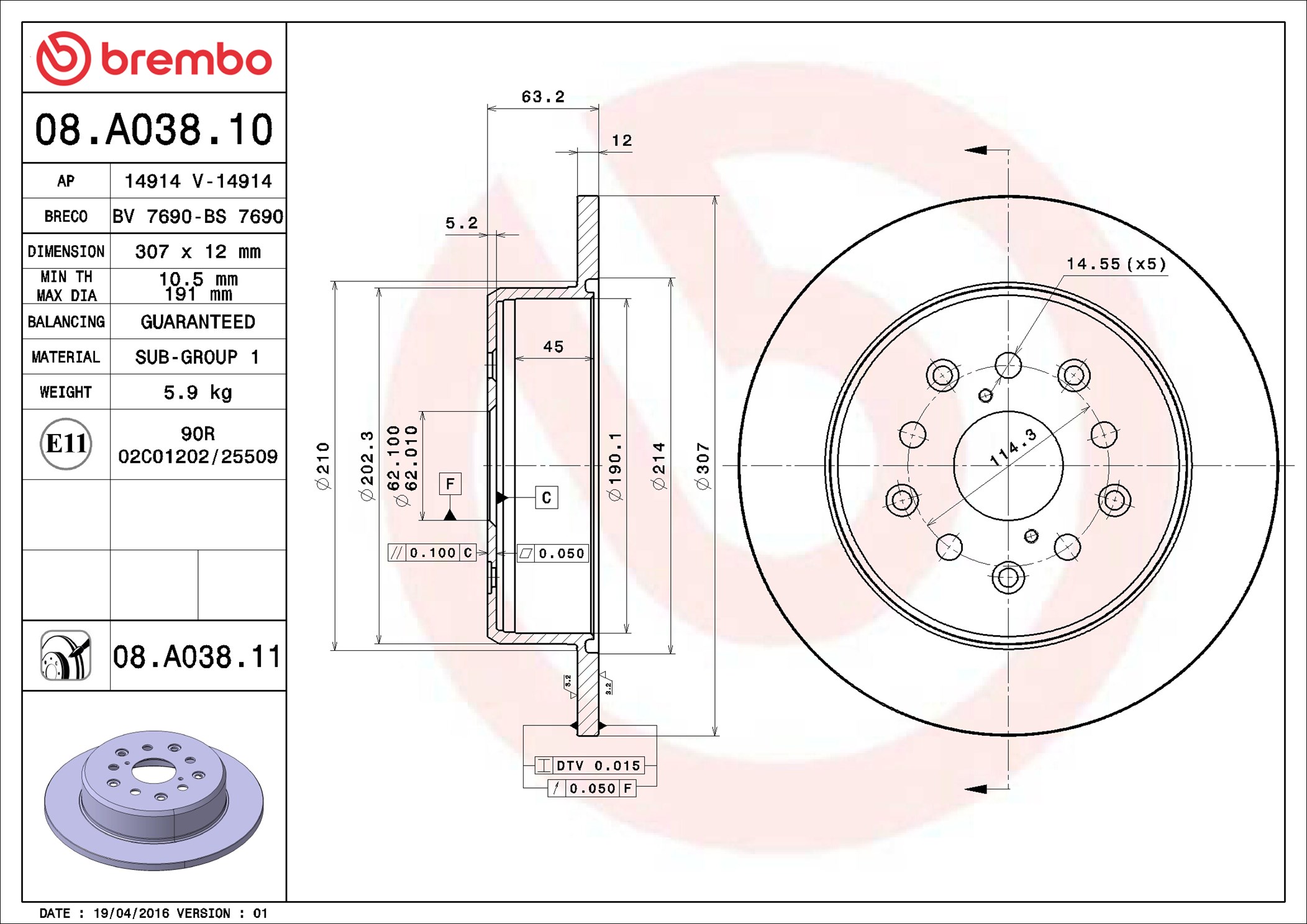 Discofreno - 08.A038.11 BREMBO