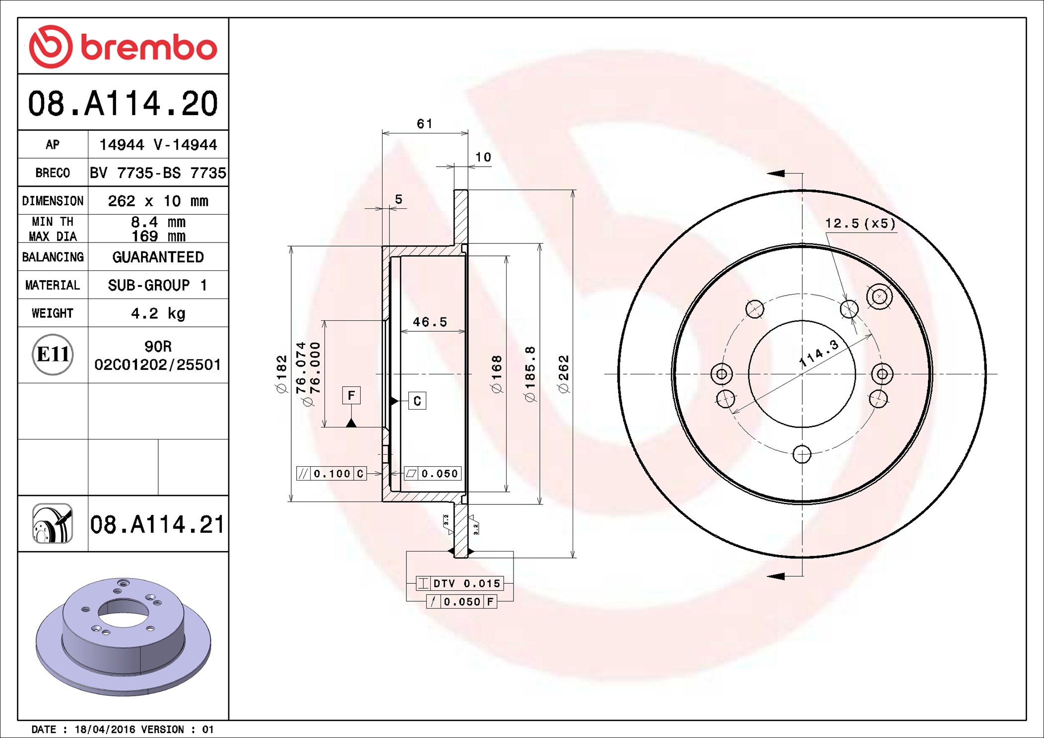 Discofreno - 08.A114.21 BREMBO