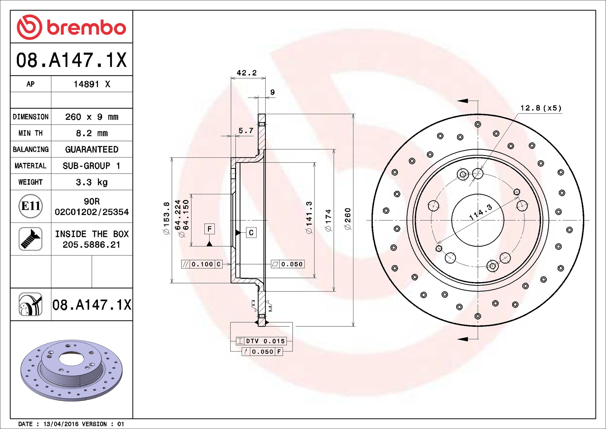 Discofreno - 08.A147.1X BREMBO
