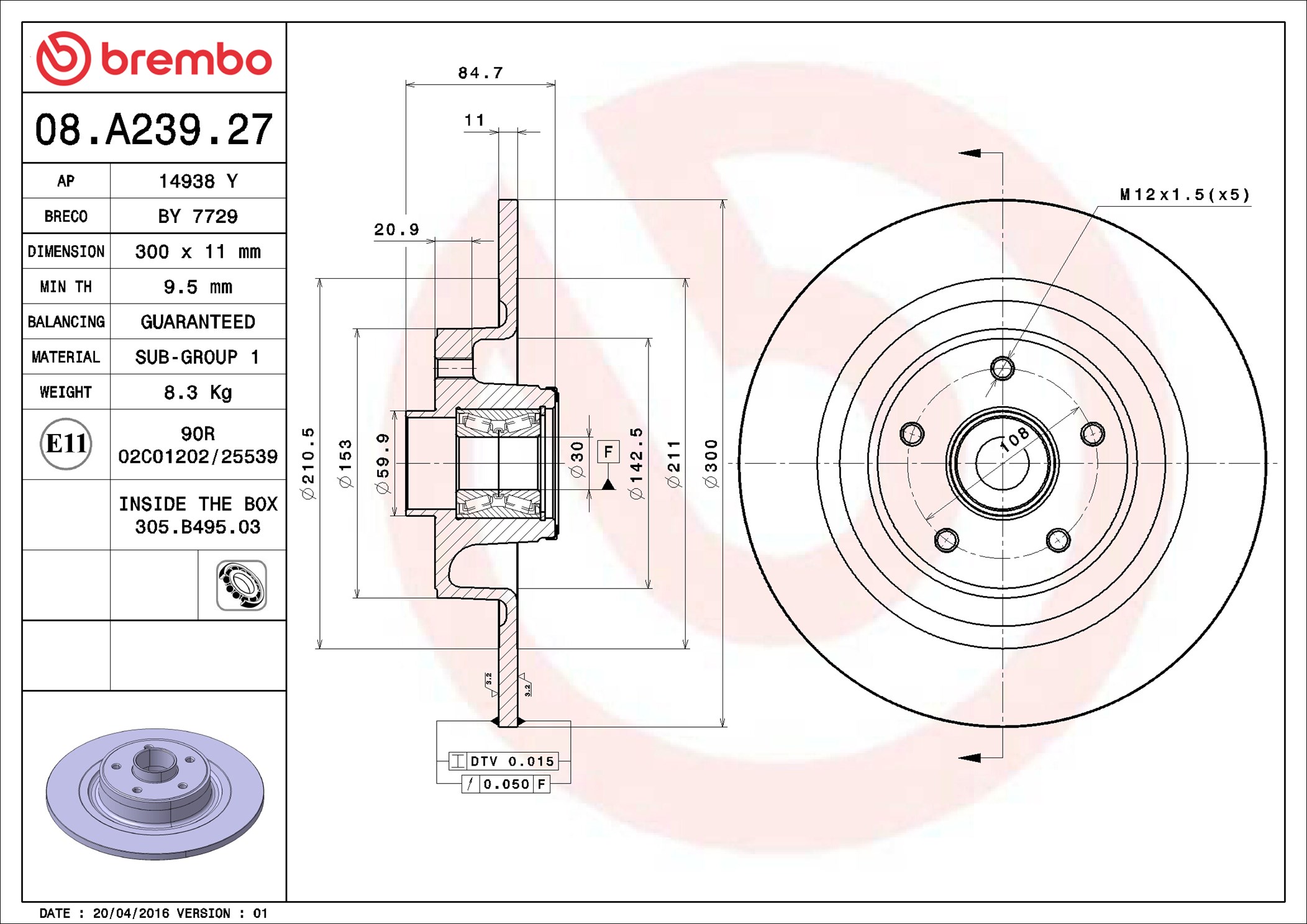 Discofreno - 08.A239.27 BREMBO