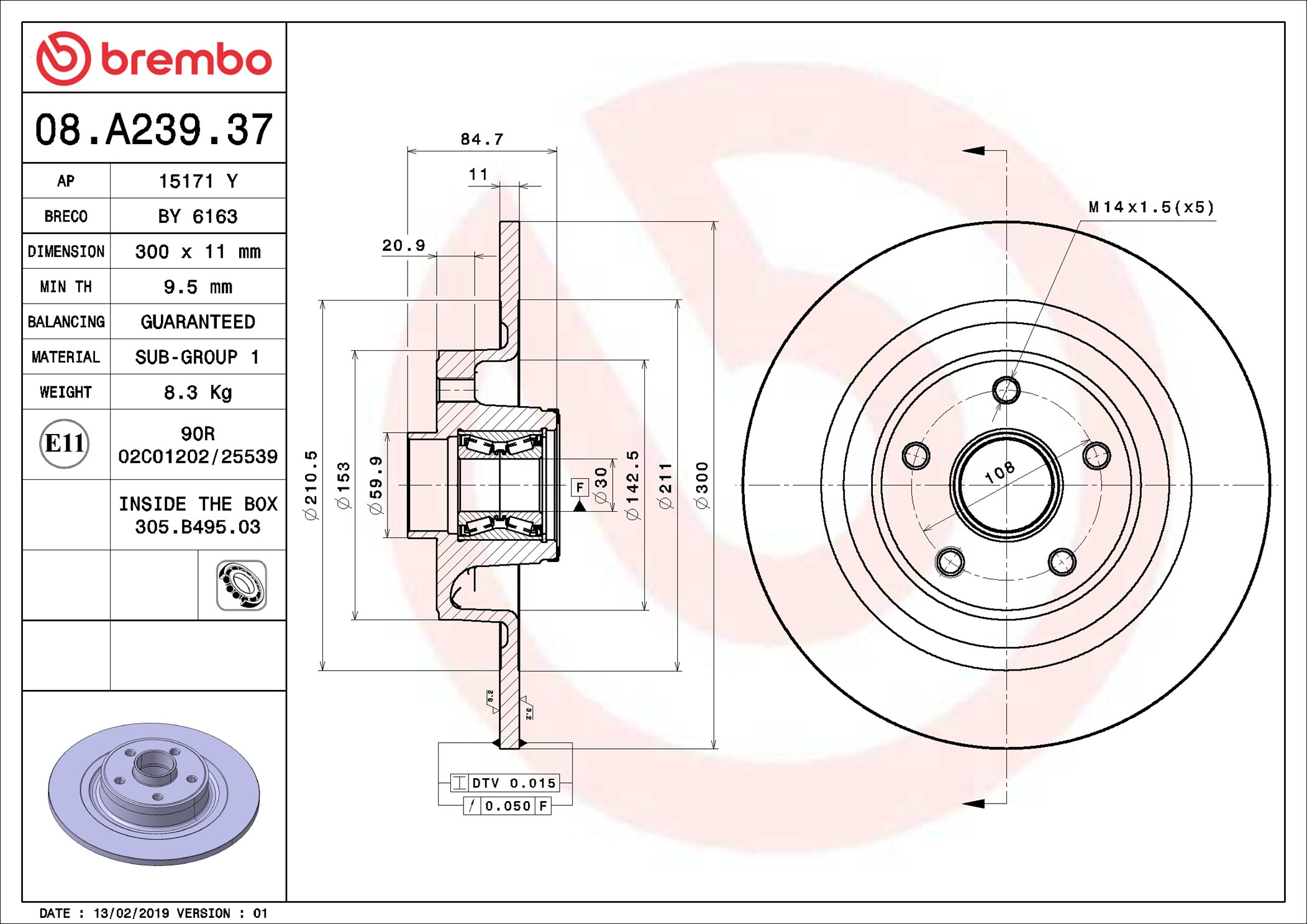 Brake Disc - 08.A239.37 BREMBO