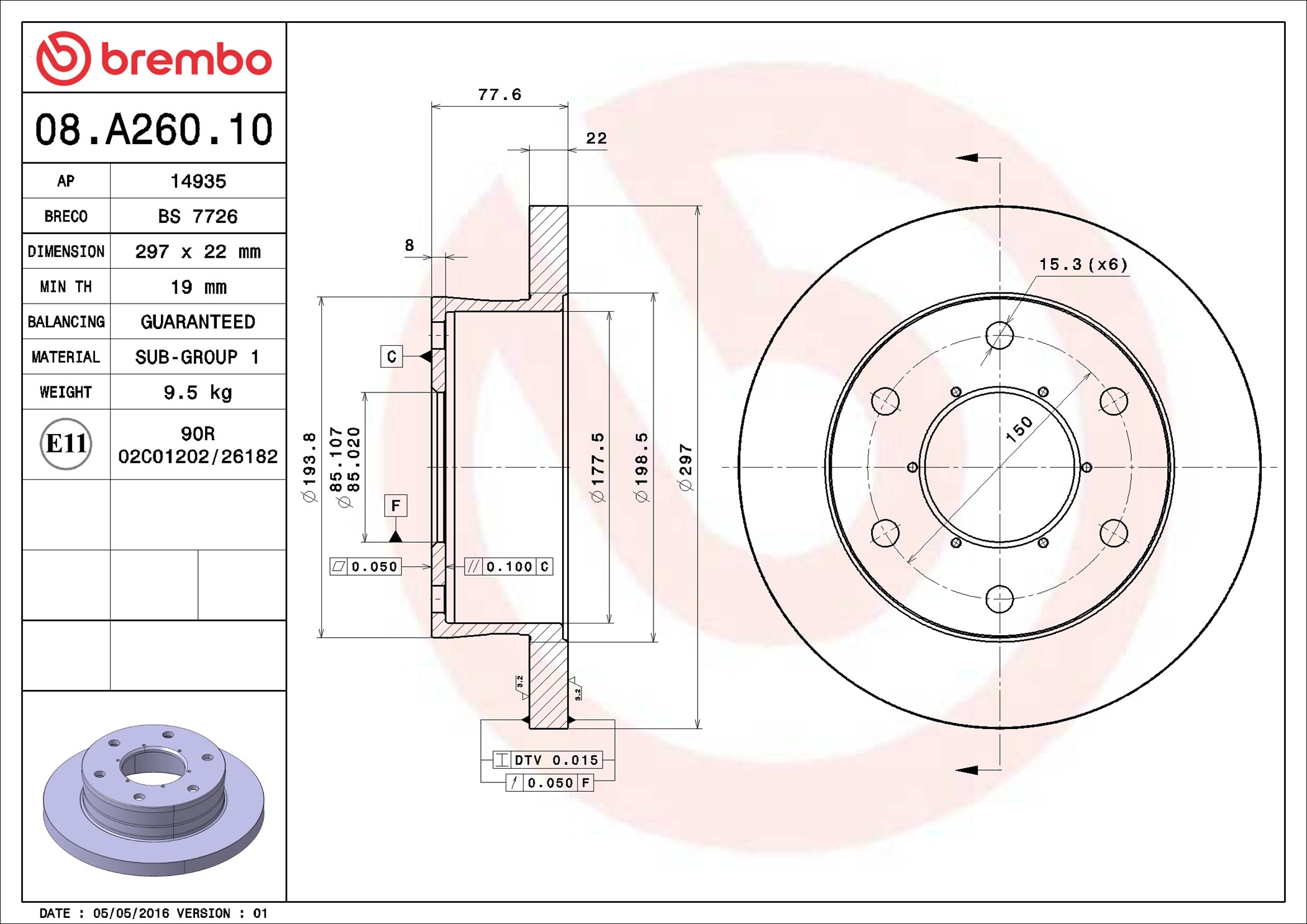 Discofreno - 08.A260.10 BREMBO