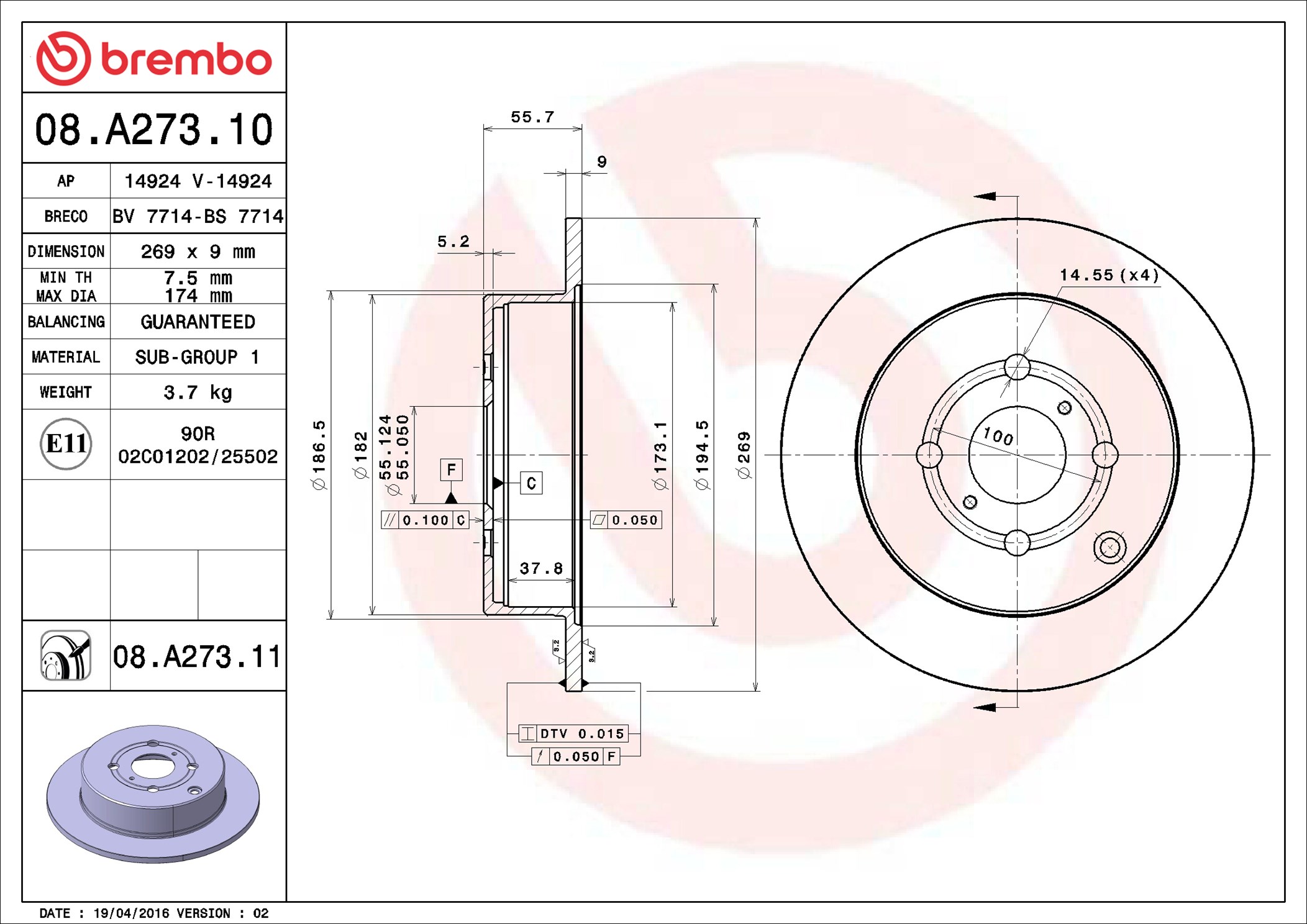 Discofreno - 08.A273.11 BREMBO