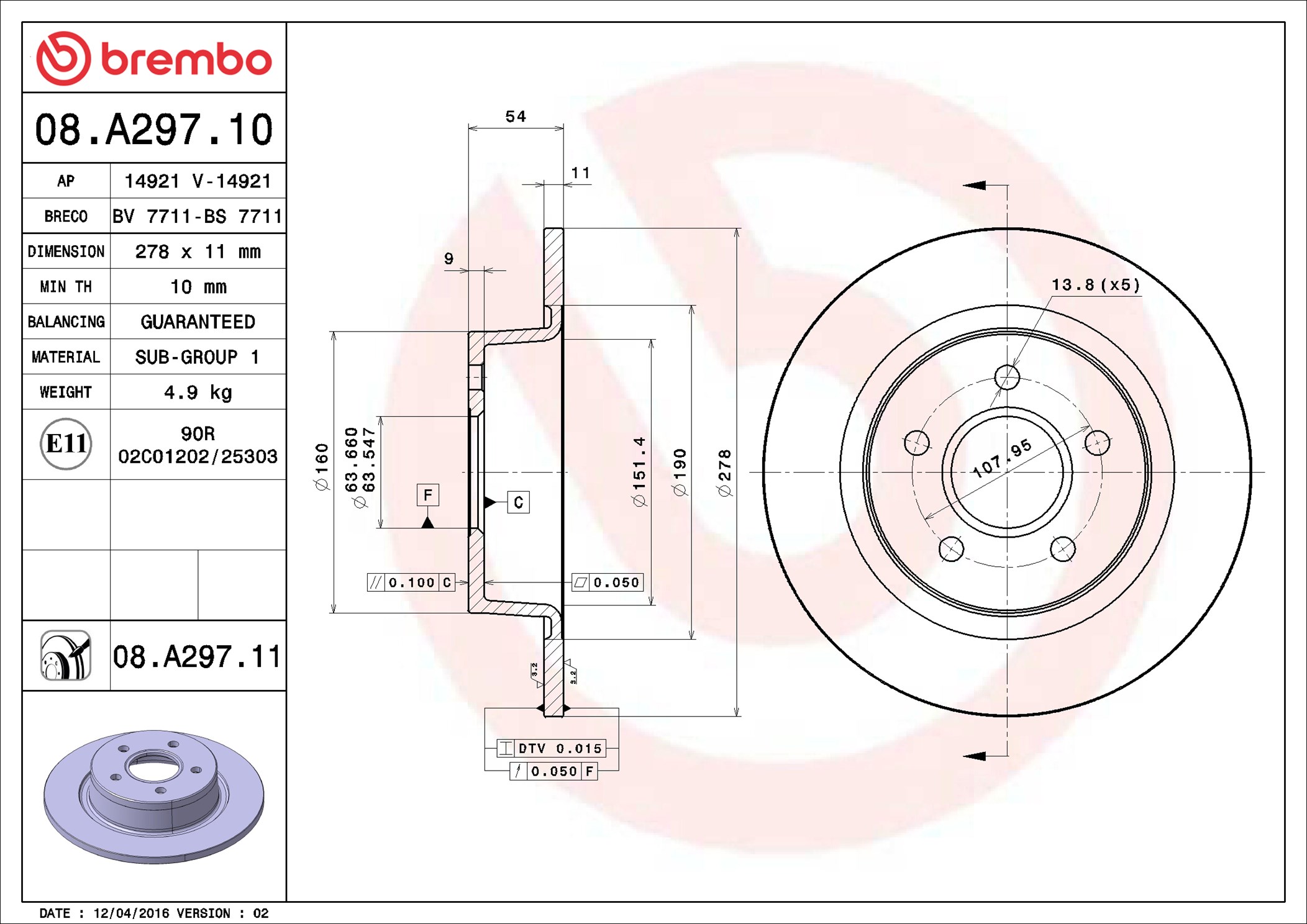 Discofreno - 08.A297.11 BREMBO