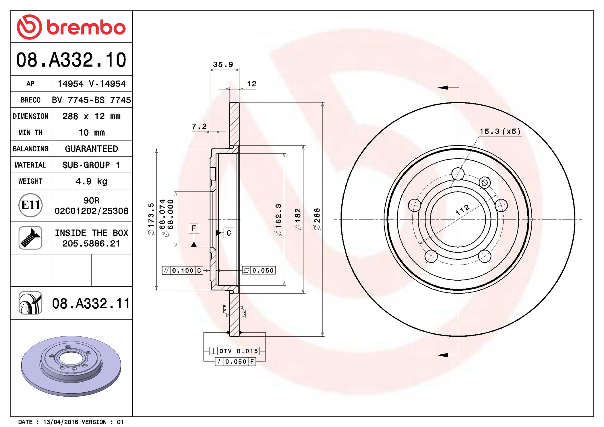 Discofreno - 08.A332.11 BREMBO