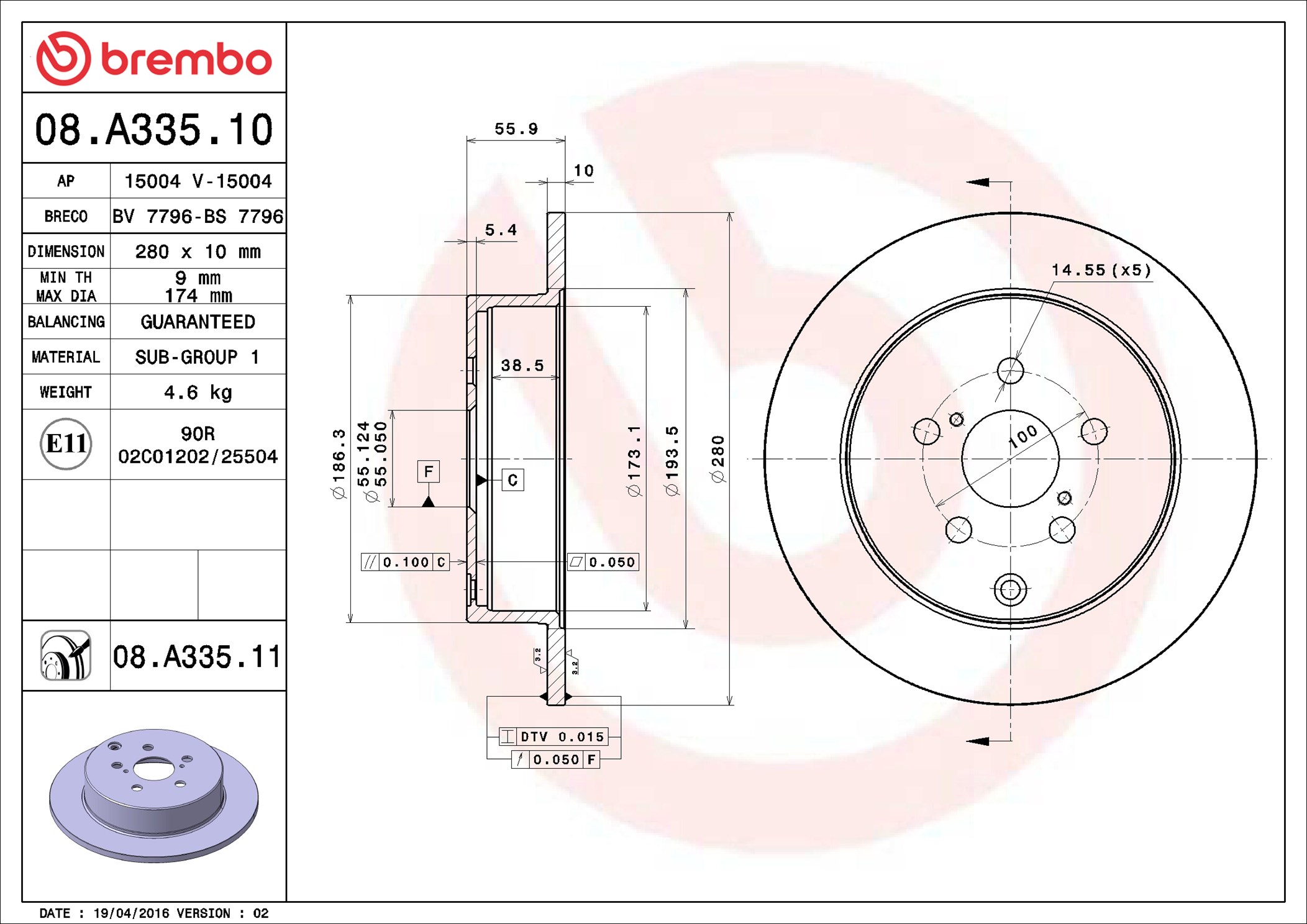 Discofreno - 08.A335.11 BREMBO