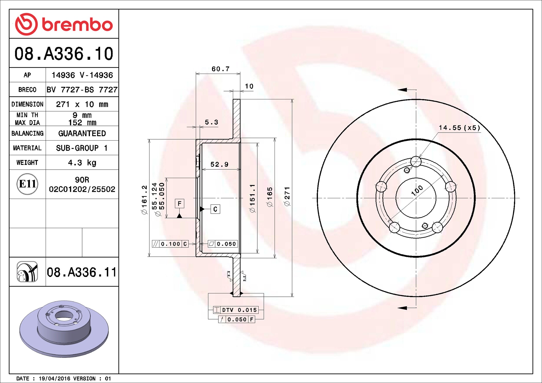 Discofreno - 08.A336.11 BREMBO