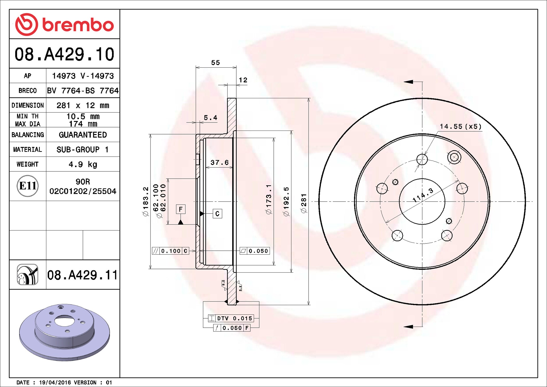 Discofreno - 08.A429.11 BREMBO