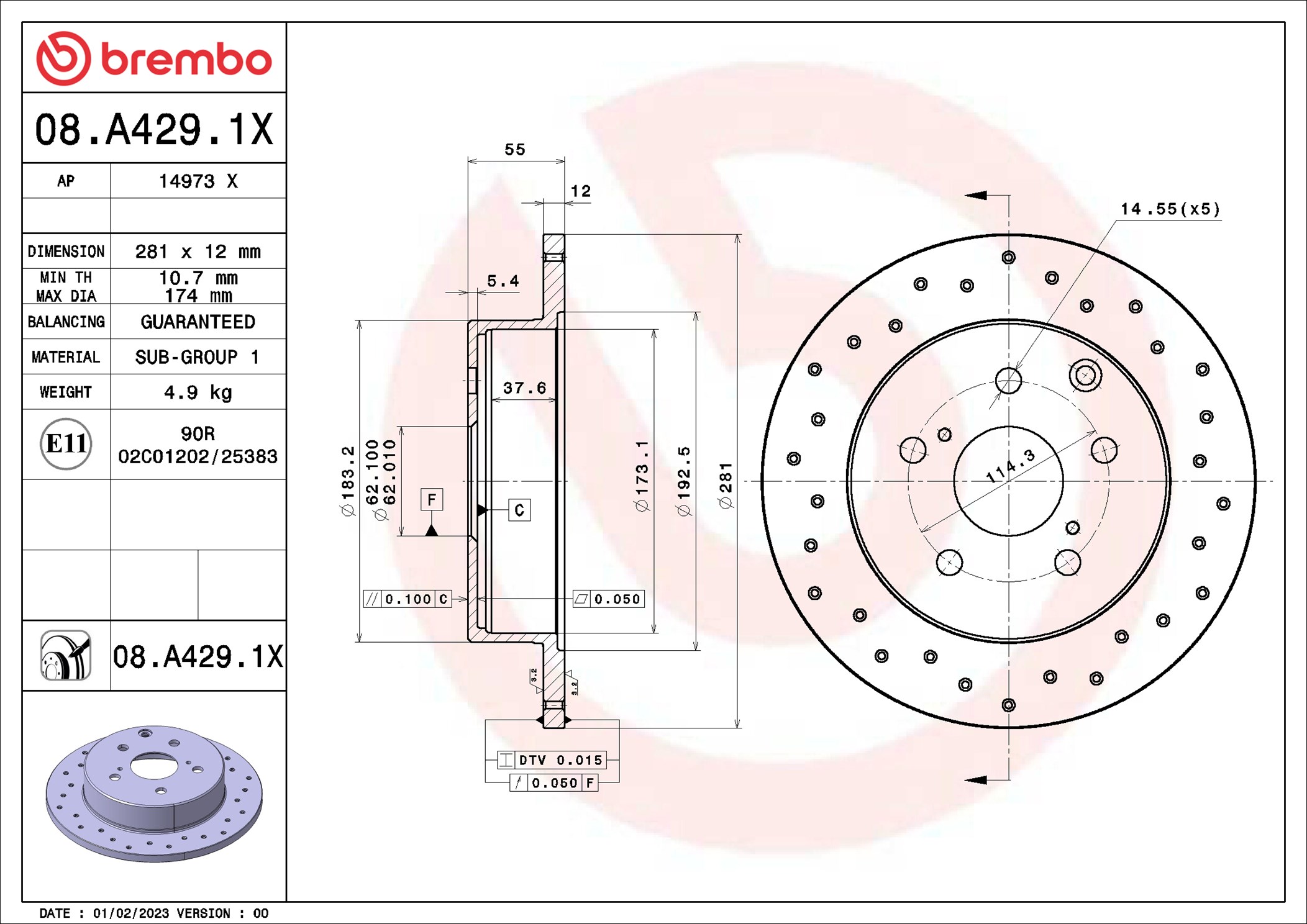 Discofreno - 08.A429.1X BREMBO