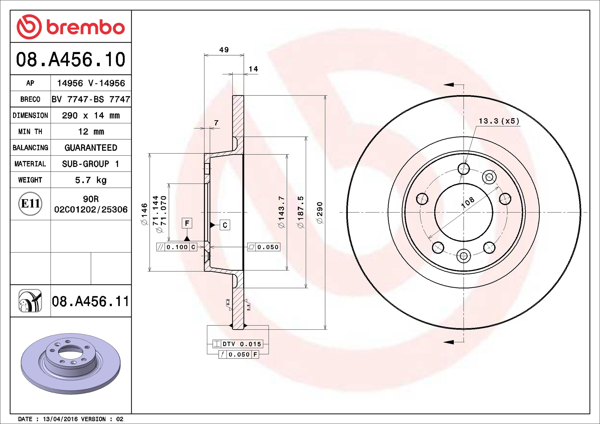 Discofreno - 08.A456.11 BREMBO