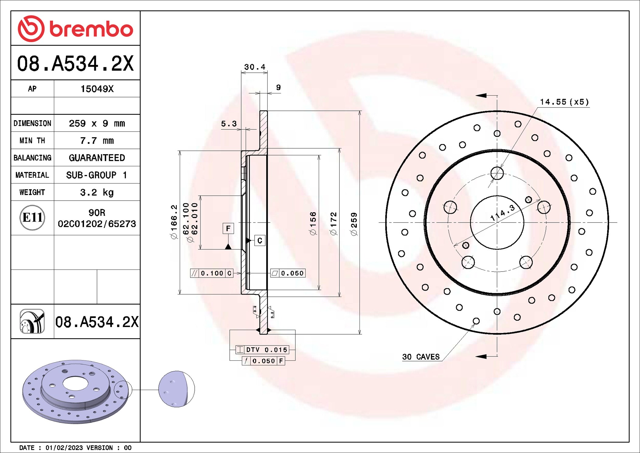 Discofreno - 08.A534.2X BREMBO