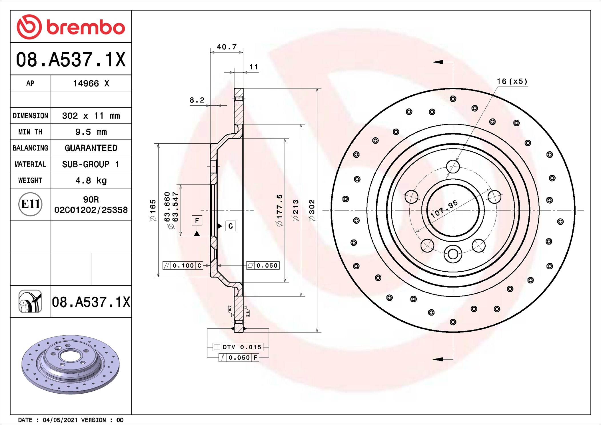 Discofreno - 08.A537.1X BREMBO